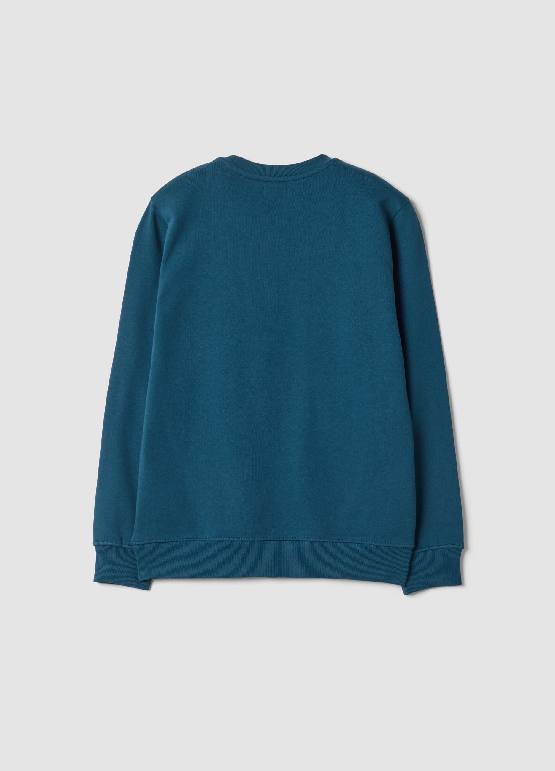 Blue pure cotton crew-neck sweatshirt with college print