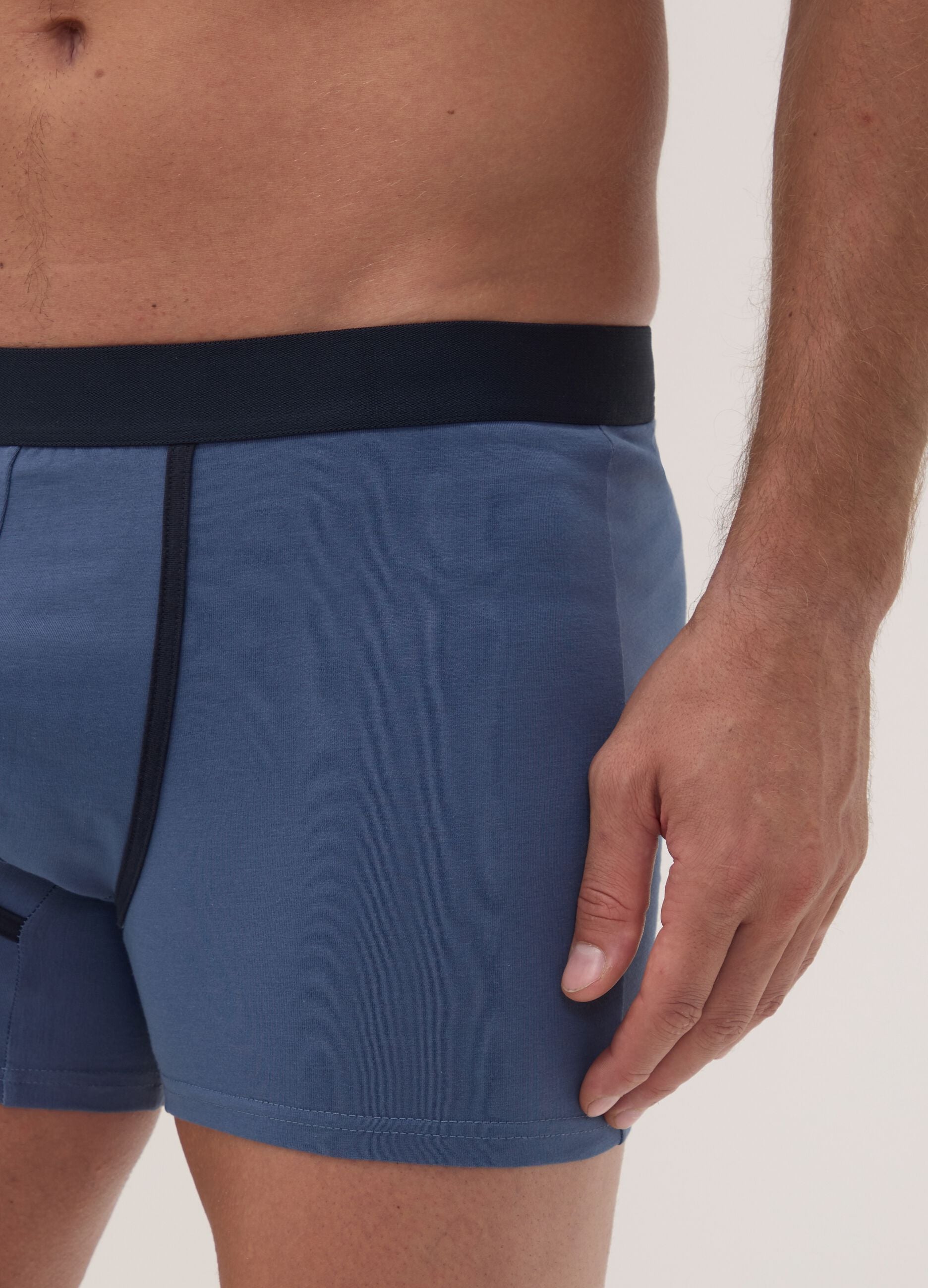 3-pack of blue stretch organic cotton boxer shorts