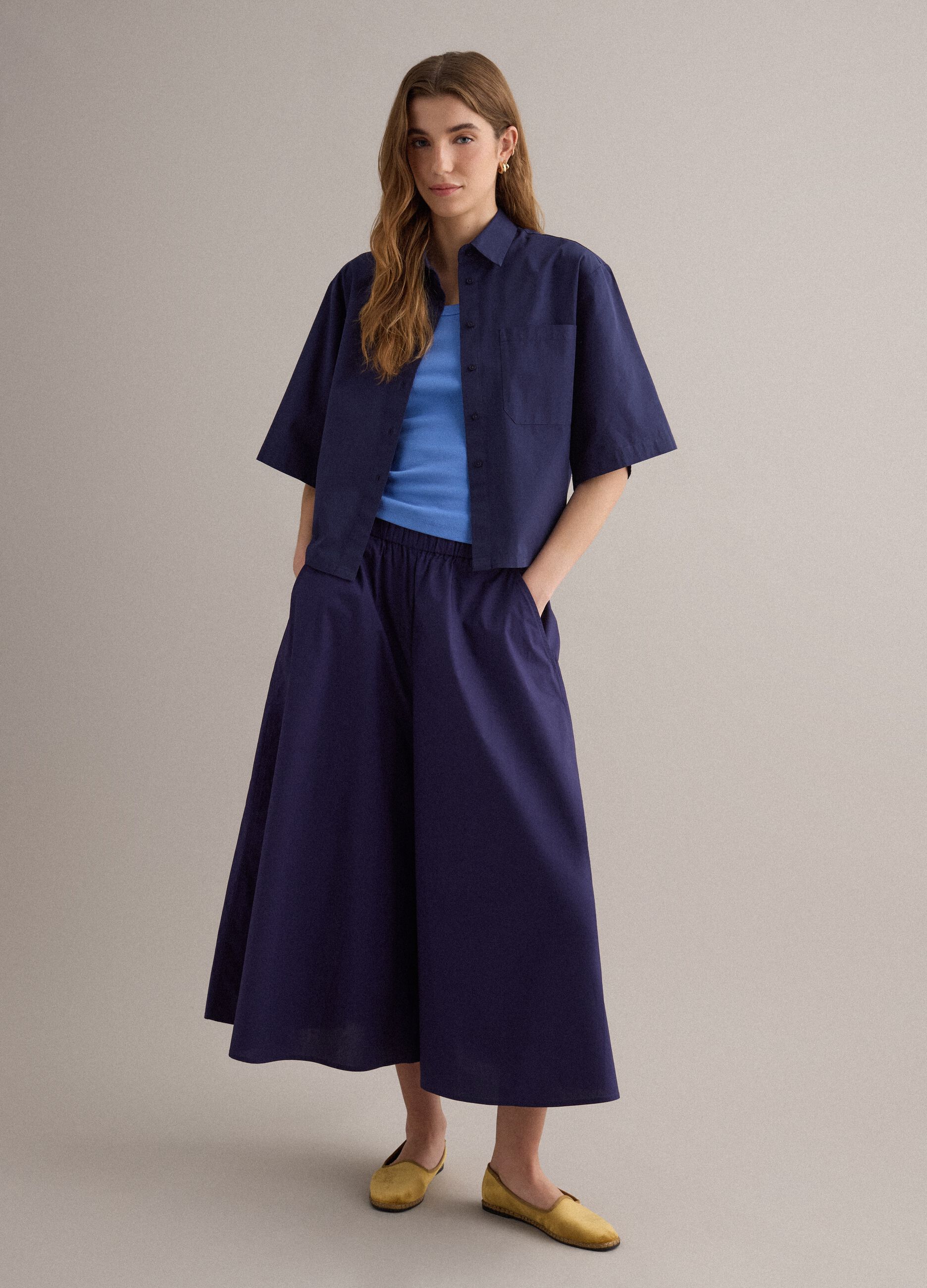 Blue maxi skirt in pure cotton