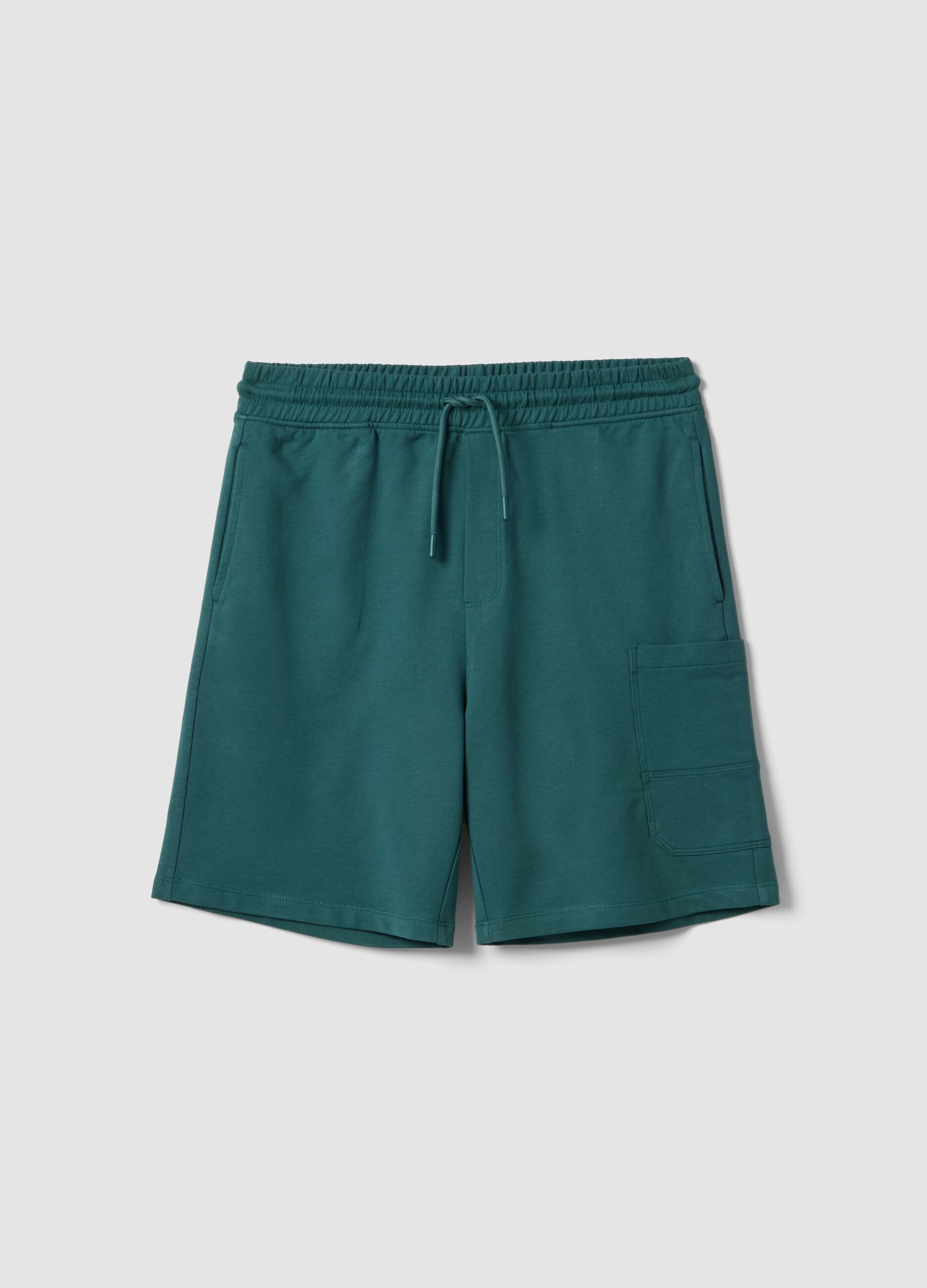 Boys oversized fit green pure cotton cargo shorts