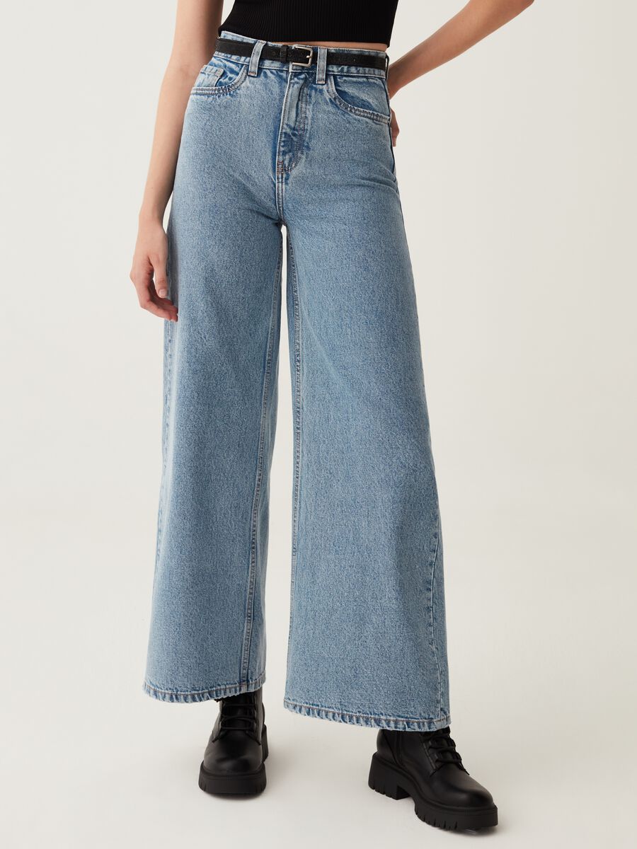 Jeans wide leg a vita alta_1