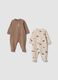 2-pack of light brown and ecru organic cotton sleepsuits_0