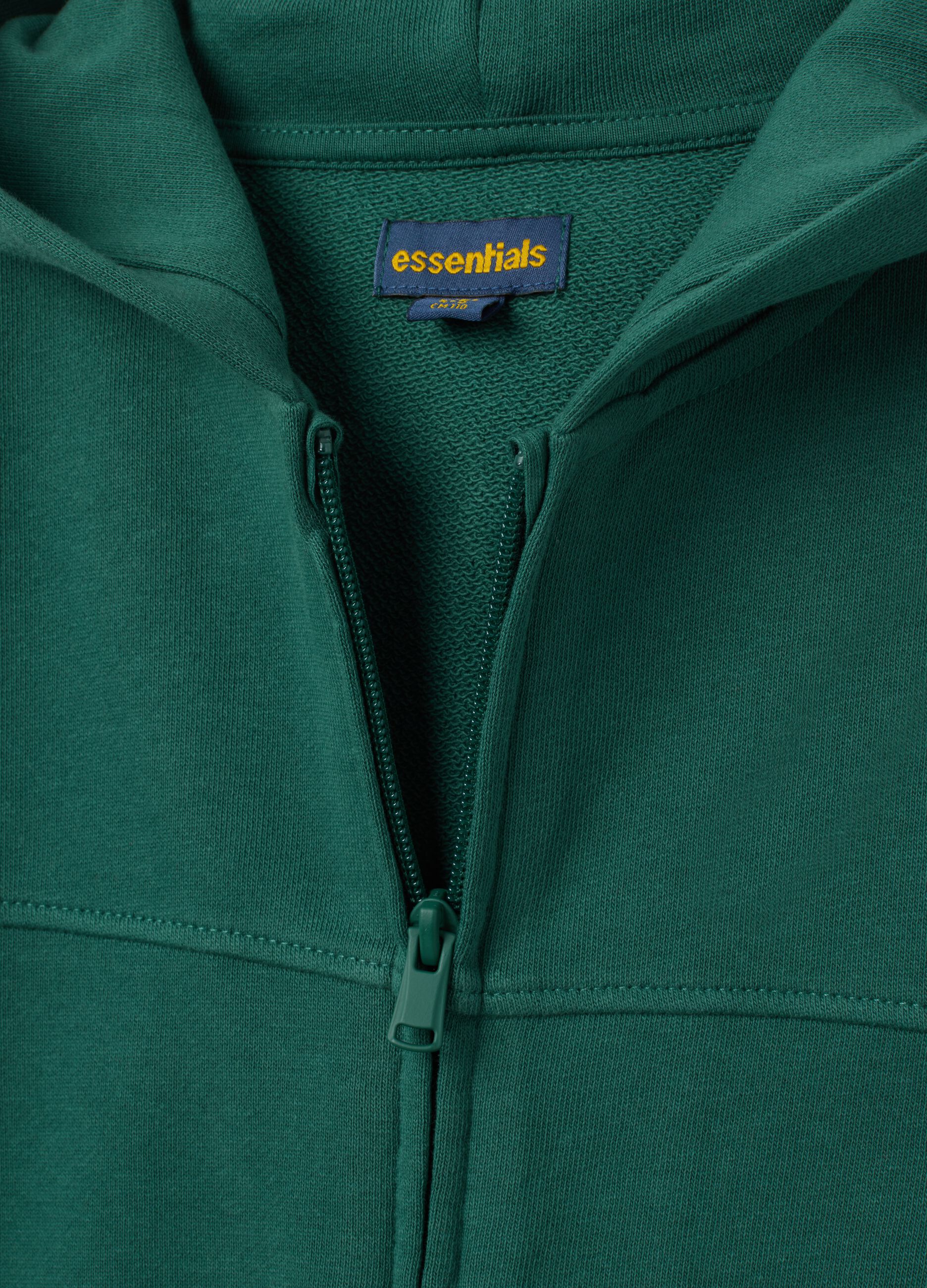 Felpa da bambino in puro cotone verde regular fit