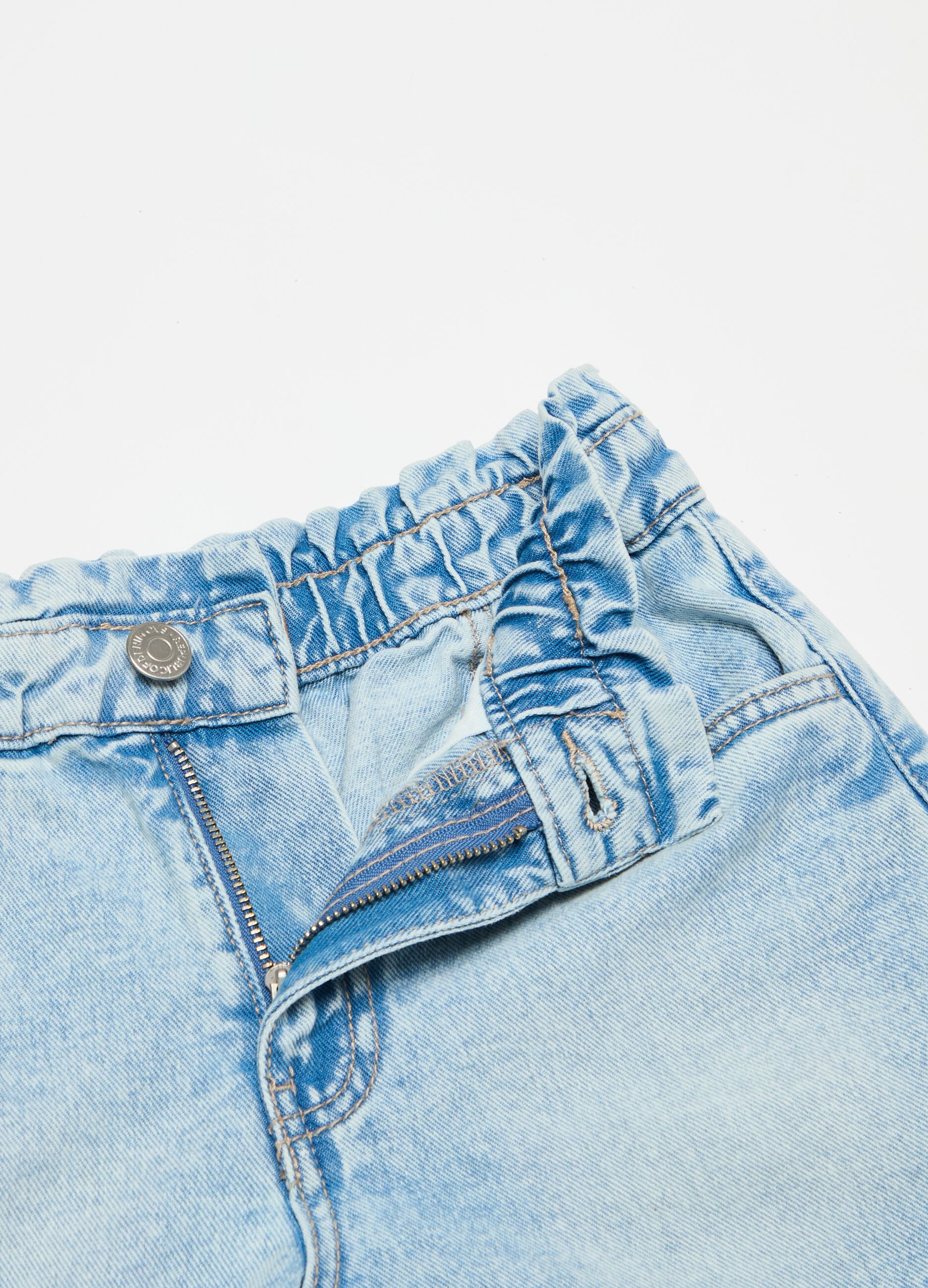 Denim paper bag shorts