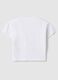 Girls' white stretch cotton T-shirt with regular fit and rhinestones_1