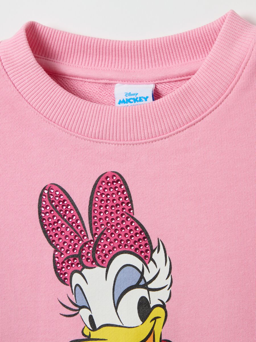 Cotton sweatshirt with diamantés and Daisy Duck print_2