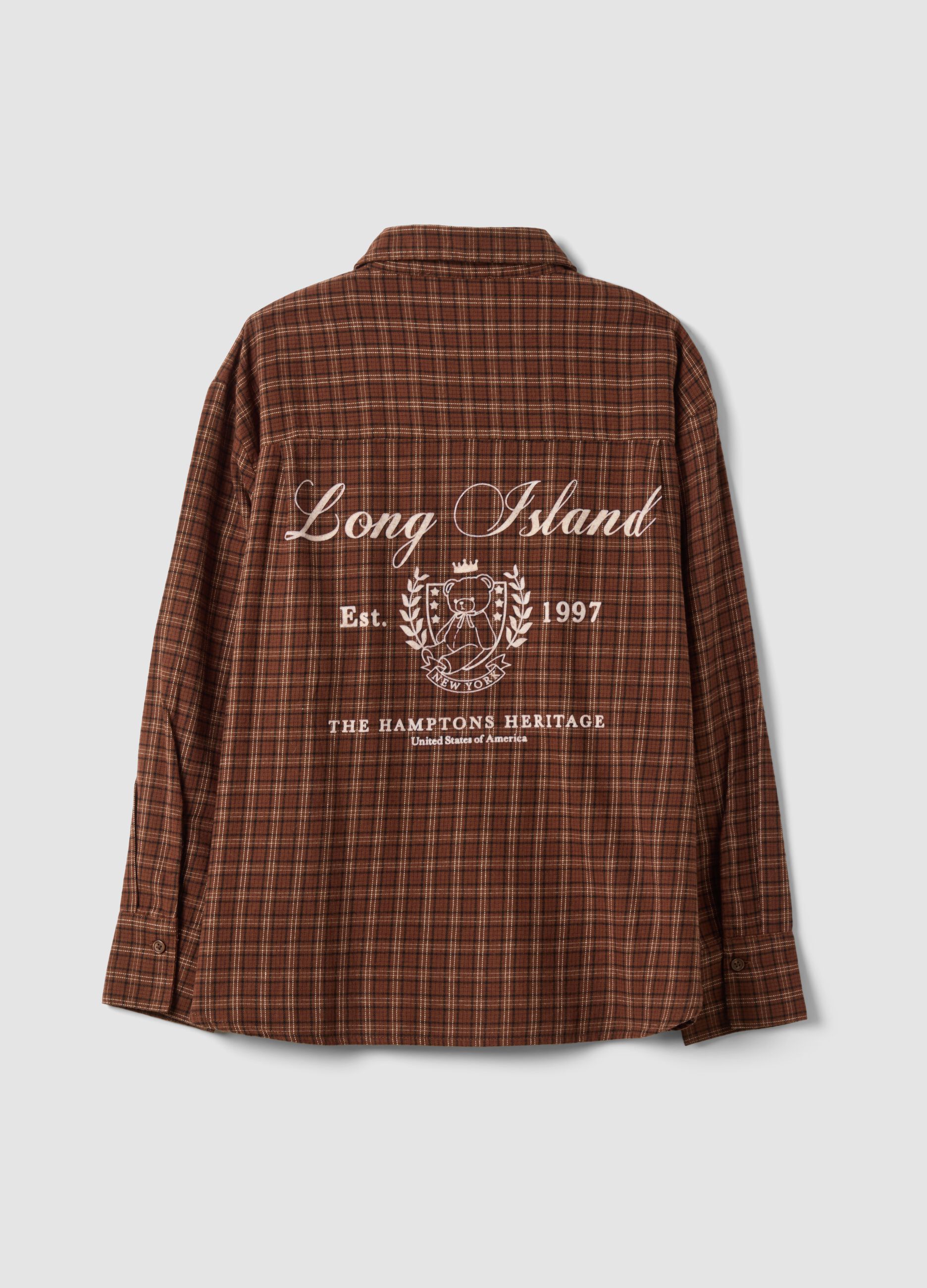 Brown checked pure cotton flannel shirt