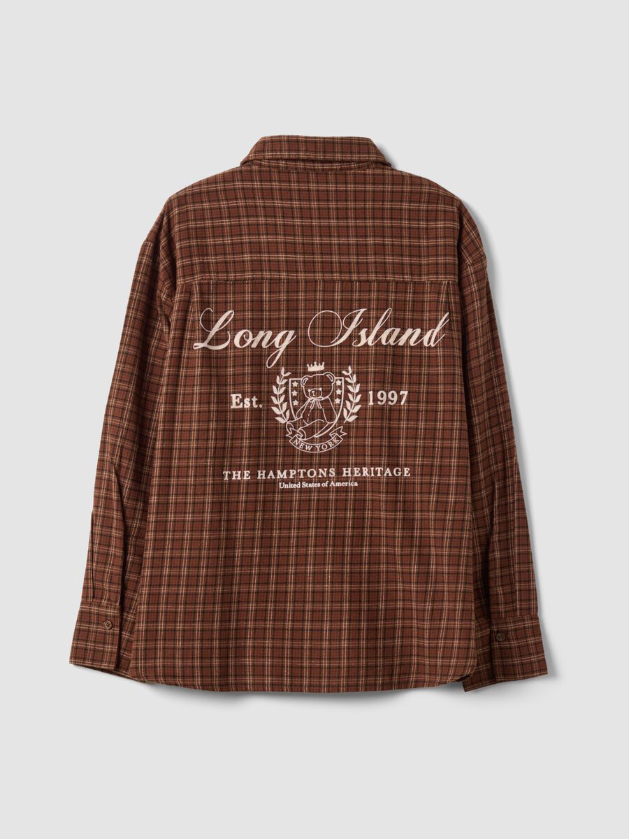 Brown checked pure cotton flannel shirt_2