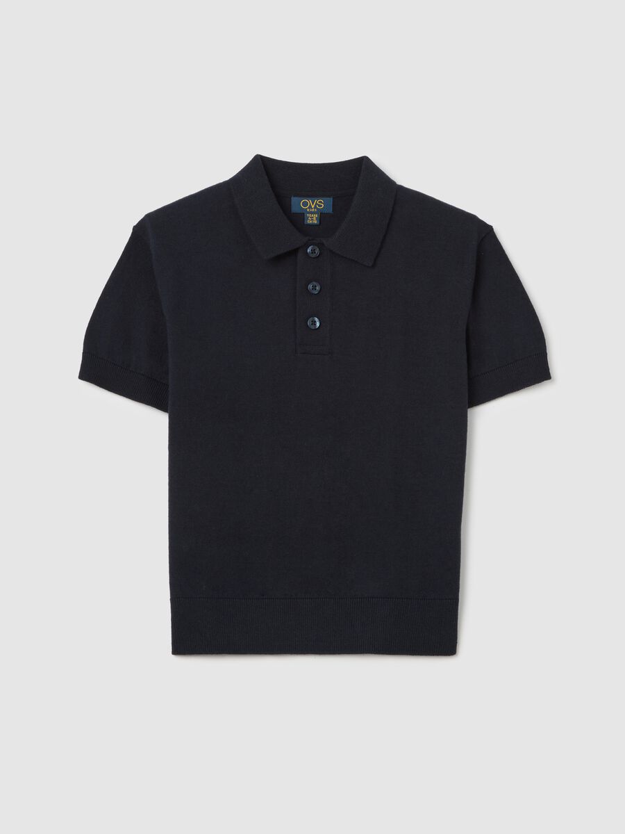 Blue polo shirt with short sleeves_0