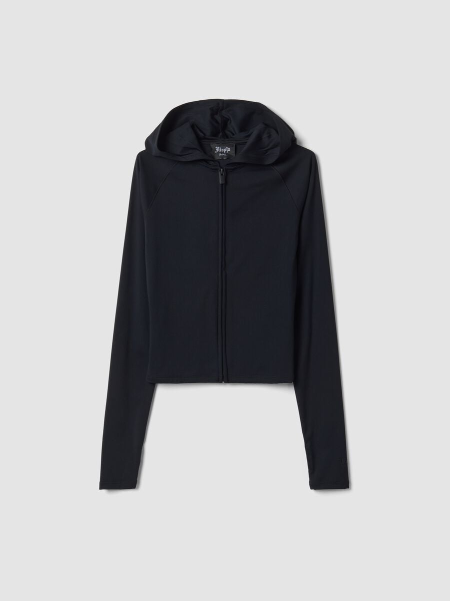 Full-Zip Yoga Hoodie Fitted Black_0