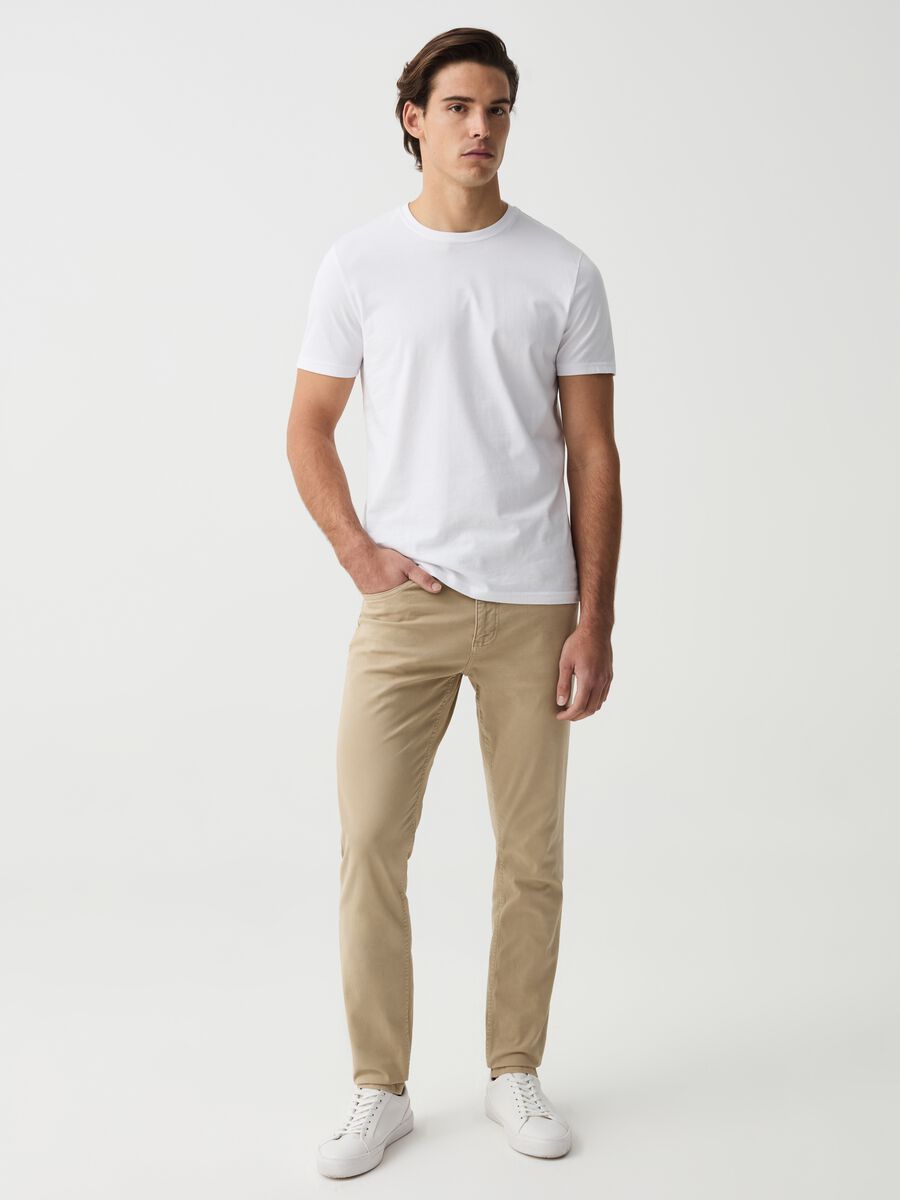 Five-pocket stretch cotton trousers_0