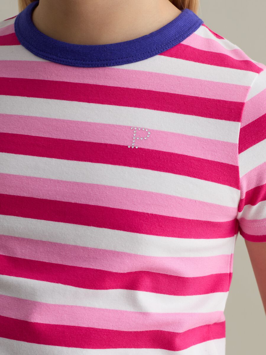 T-shirt with striped pattern and diamanté logo_2