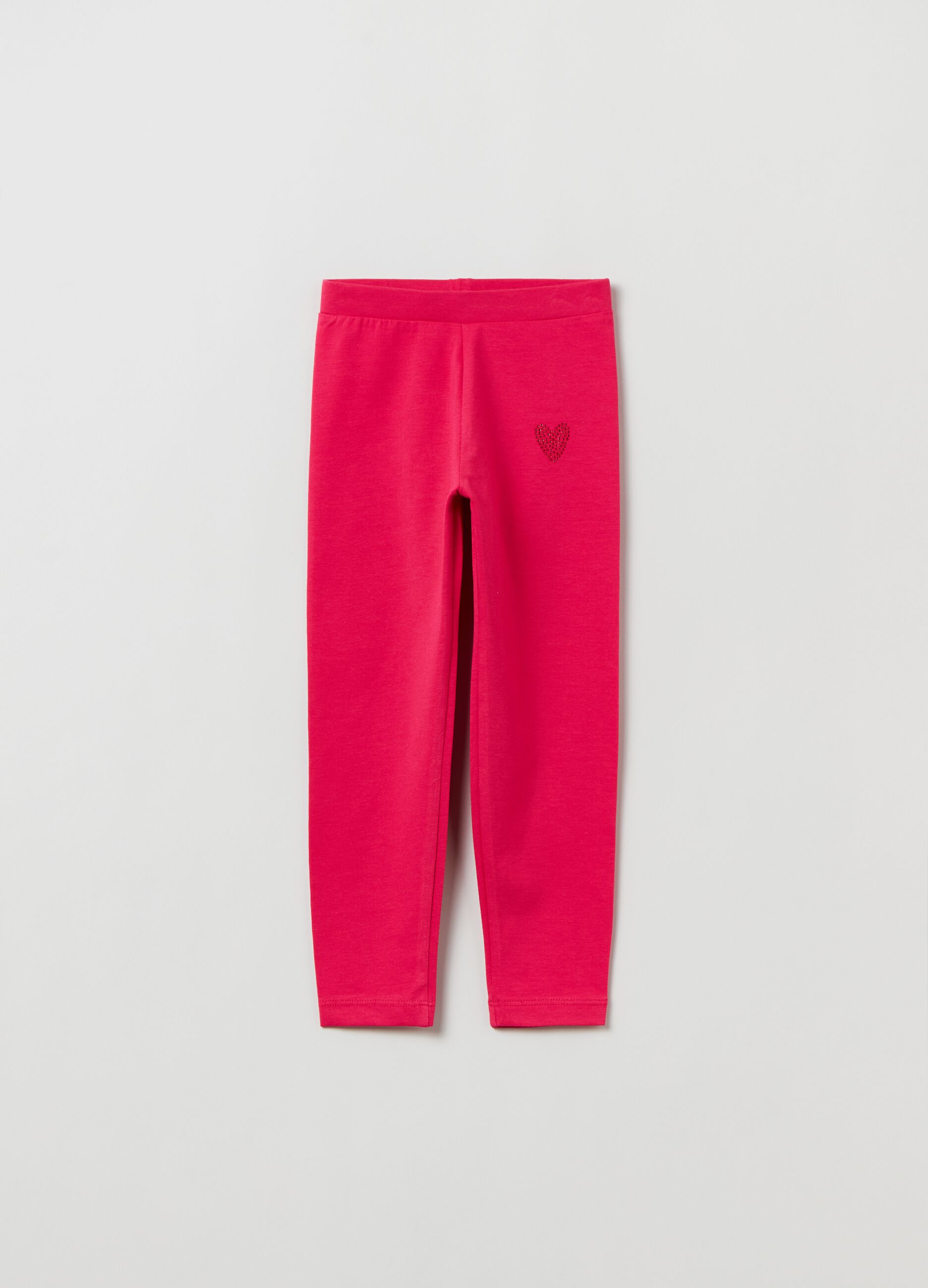 Leggings in cotone stretch con strass_0
