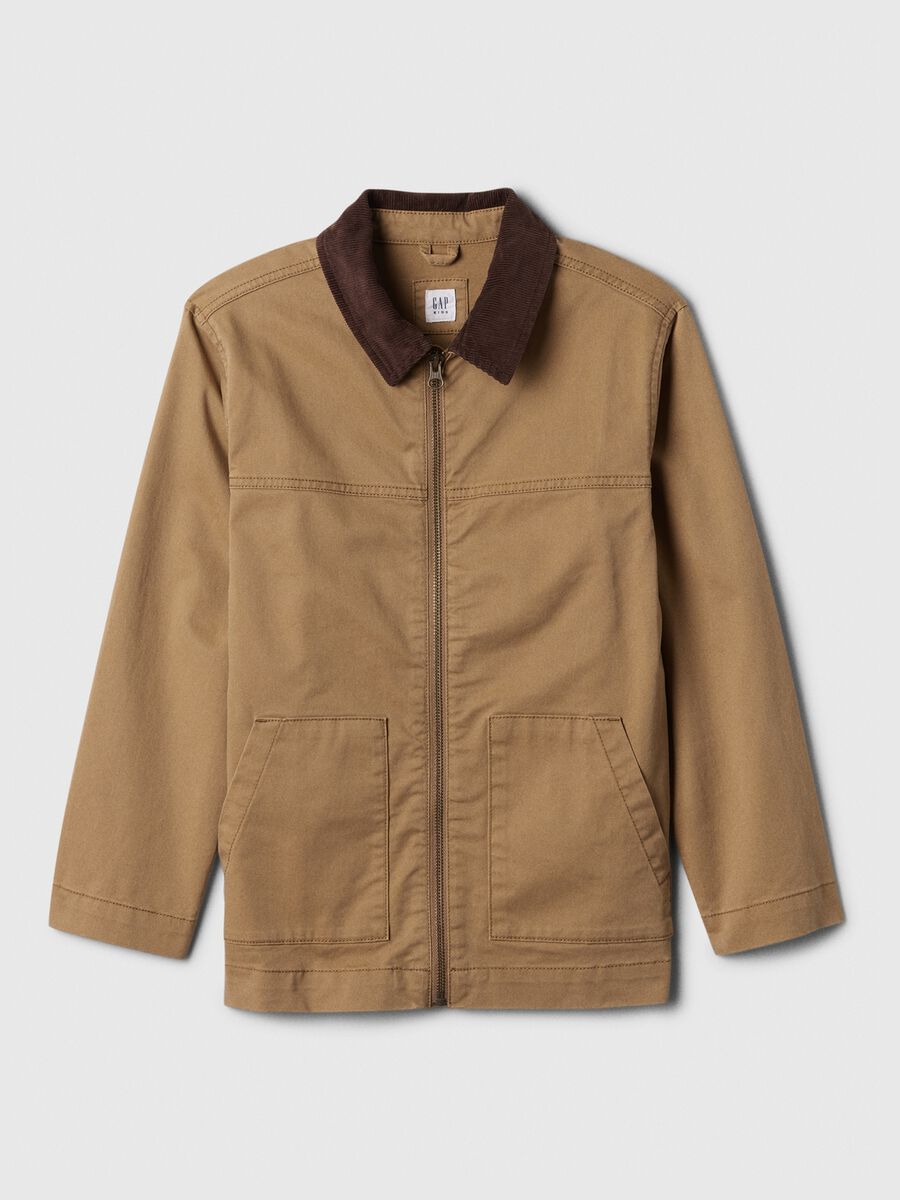 Shacket full-zip con colletto in corduroy_0