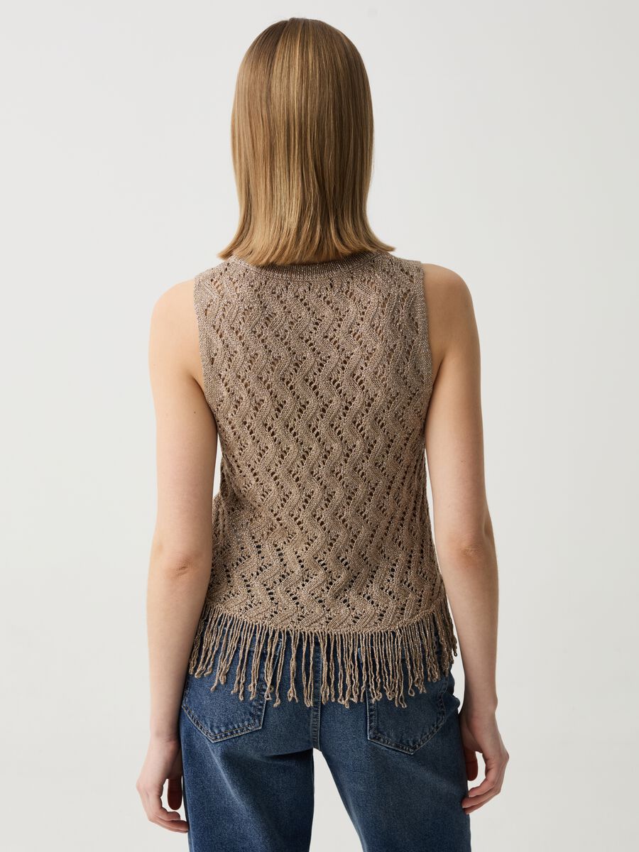 Knit tank top in lurex with fringing_1