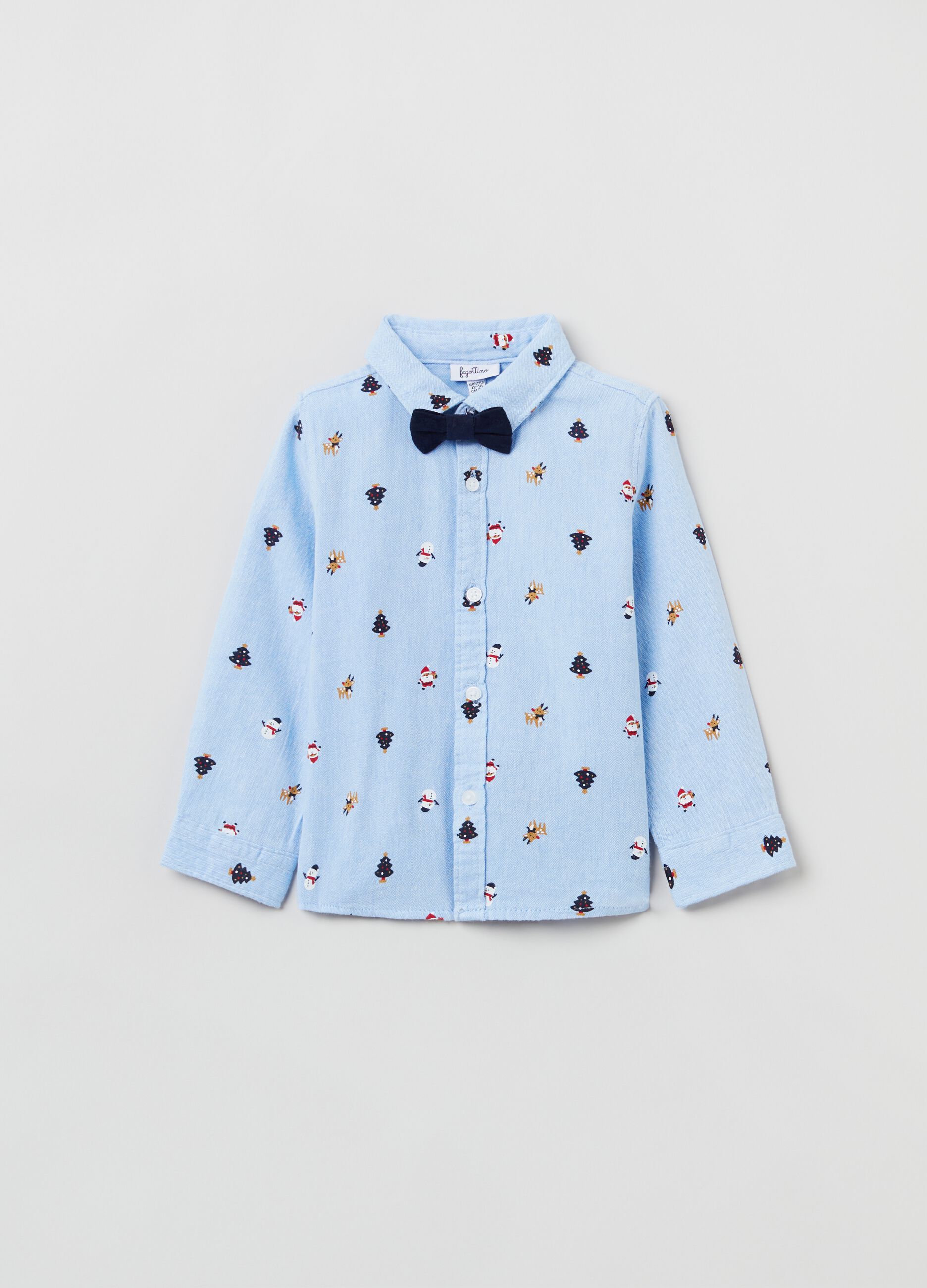 Camicia con papillon stampa natalizia_0