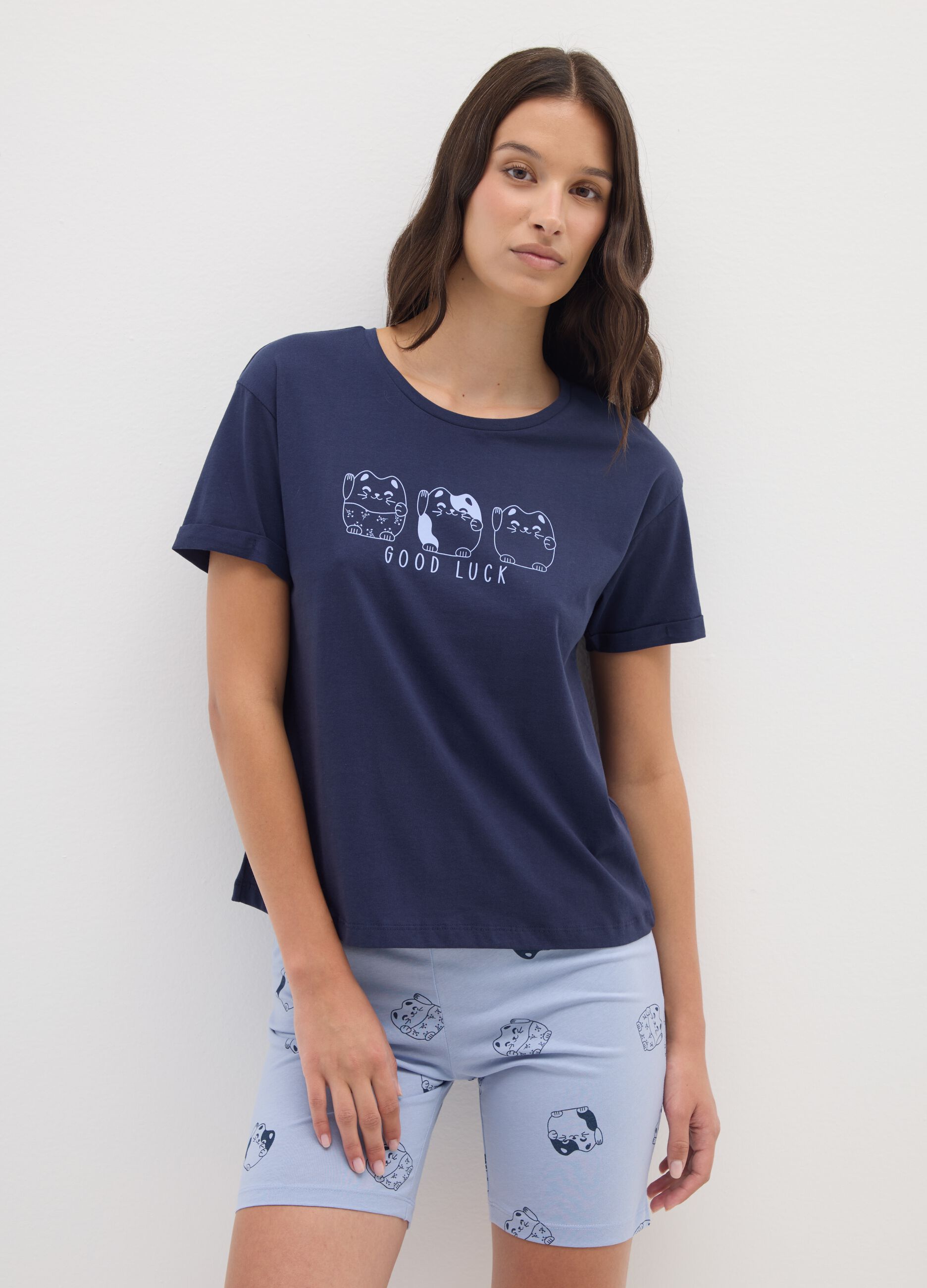 Children's Regular Fit Blue Cotton Pyjamas