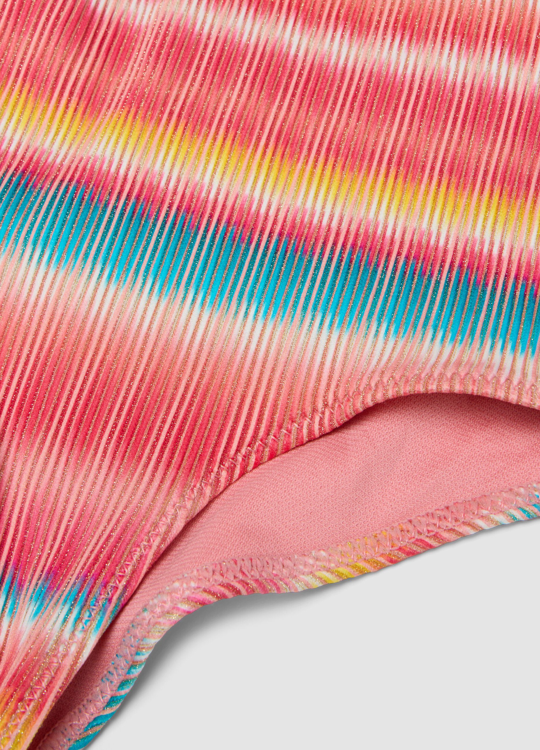 Girls&rsquo; multicolour striped stretchy one-piece swimsuit