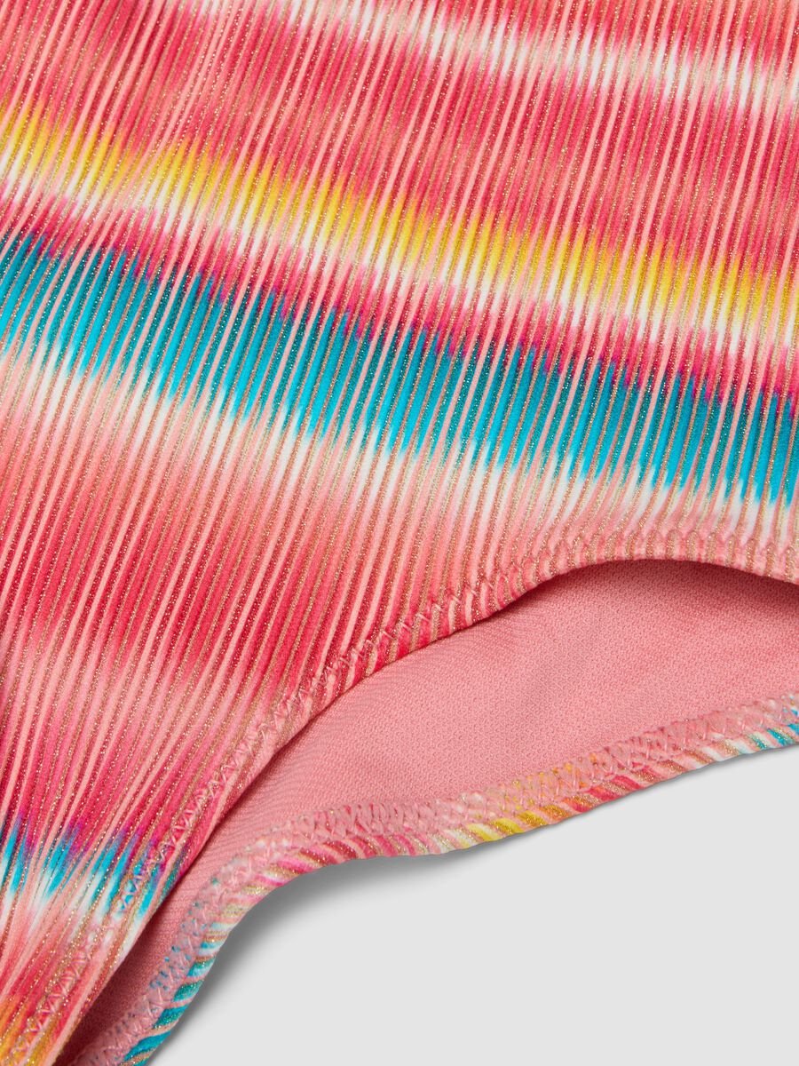 Costume intero a righe multicolor in tessuto elasticizzato per bambina_3