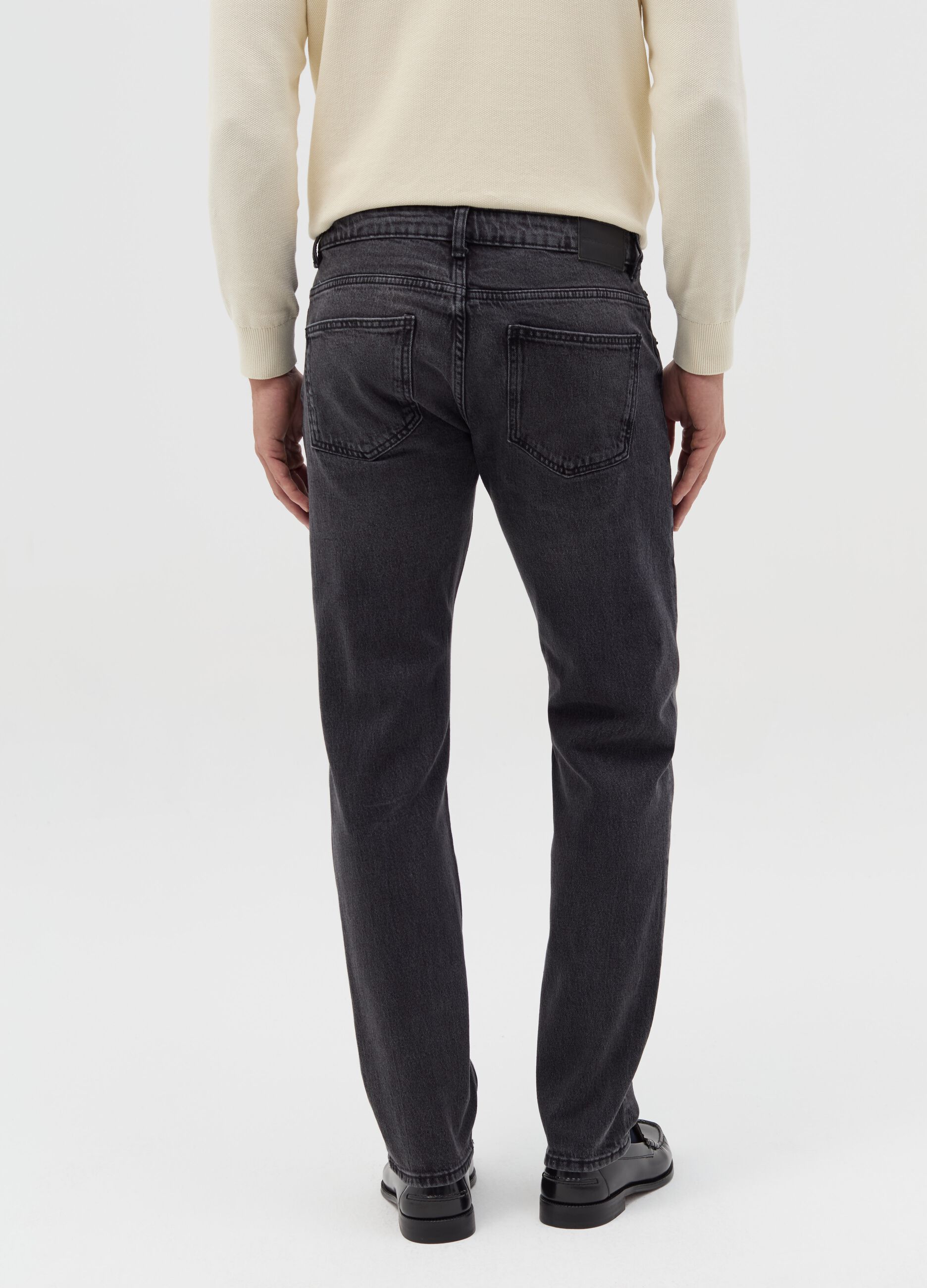Slim-fit acid-wash jeans