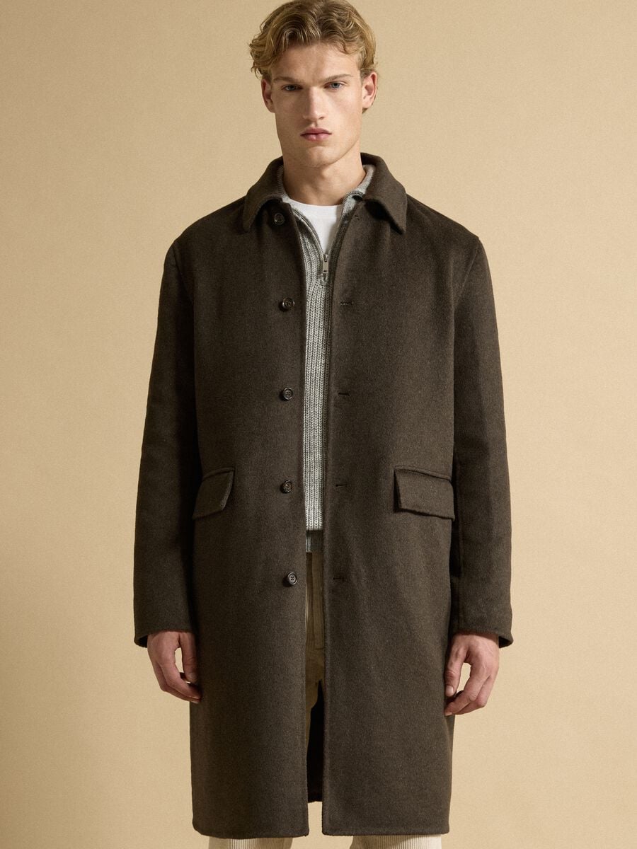 Cappotto verde in misto lana e viscosa regular fit_2
