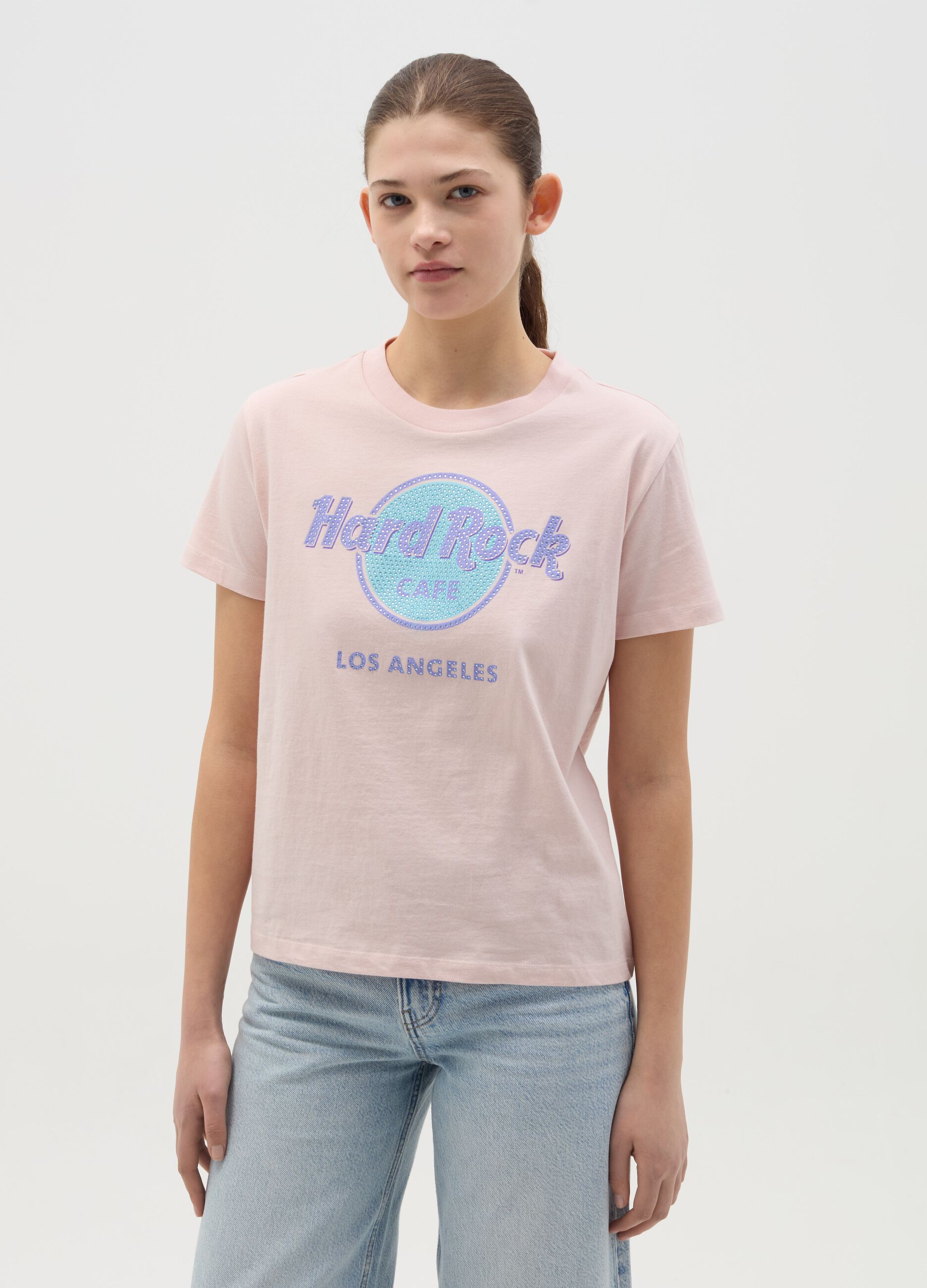 Pink T-shirt with Hard Rock Café Los Angeles print