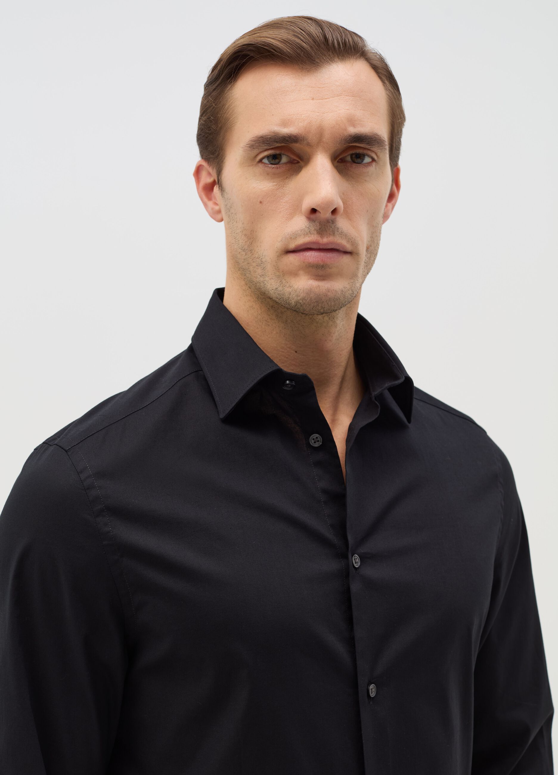 Regular-fit shirt in stretch cotton