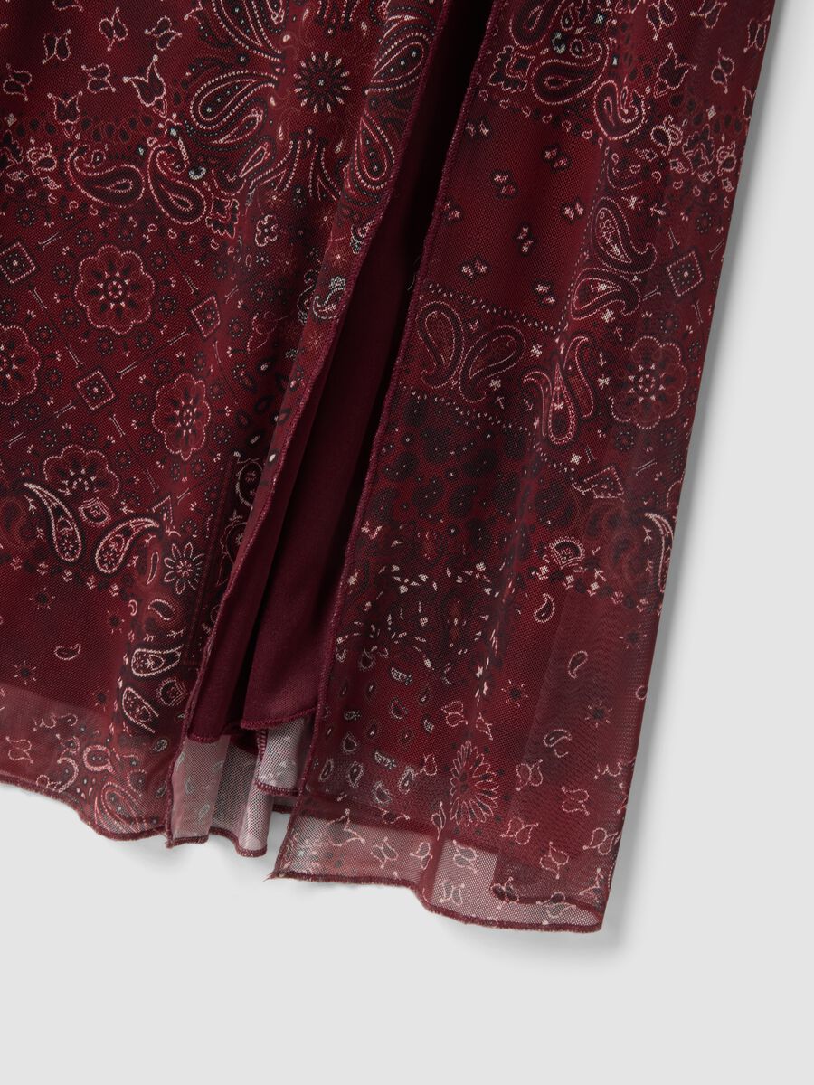 Red paisley stretch maxi dress with side slit_5