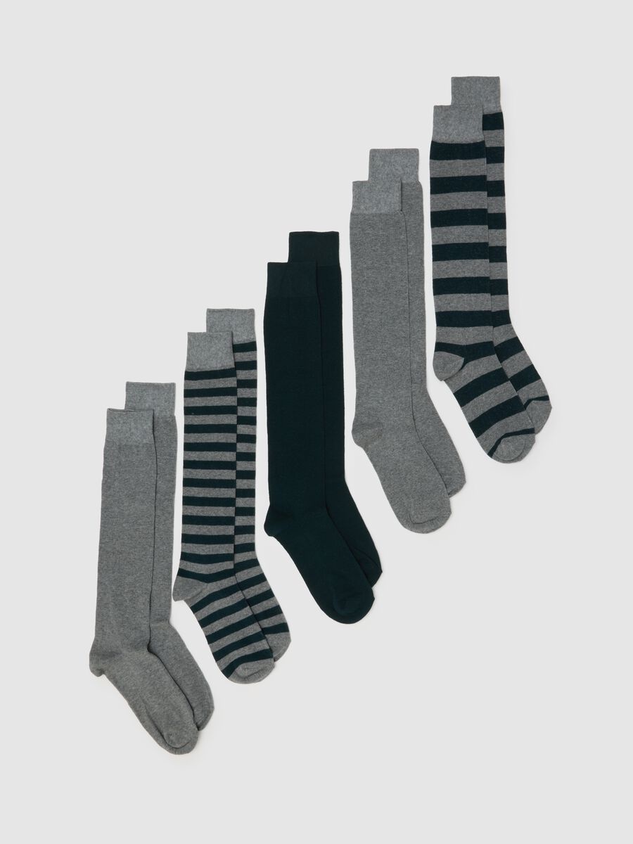 Multipack grey cotton stretch knee-high socks_0