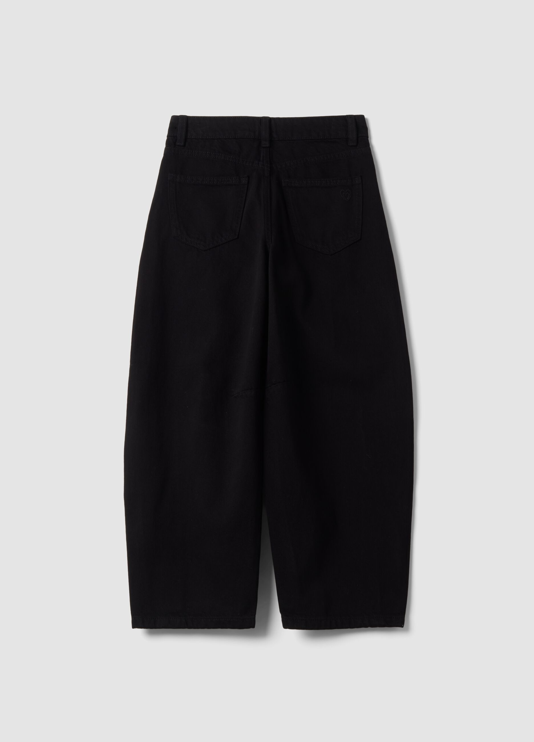 Black pure cotton baggy-fit trousers