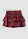 Red pure cotton mini skirt with ruffles and pattern_4