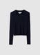 Blue viscose blend fitted jumper_4
