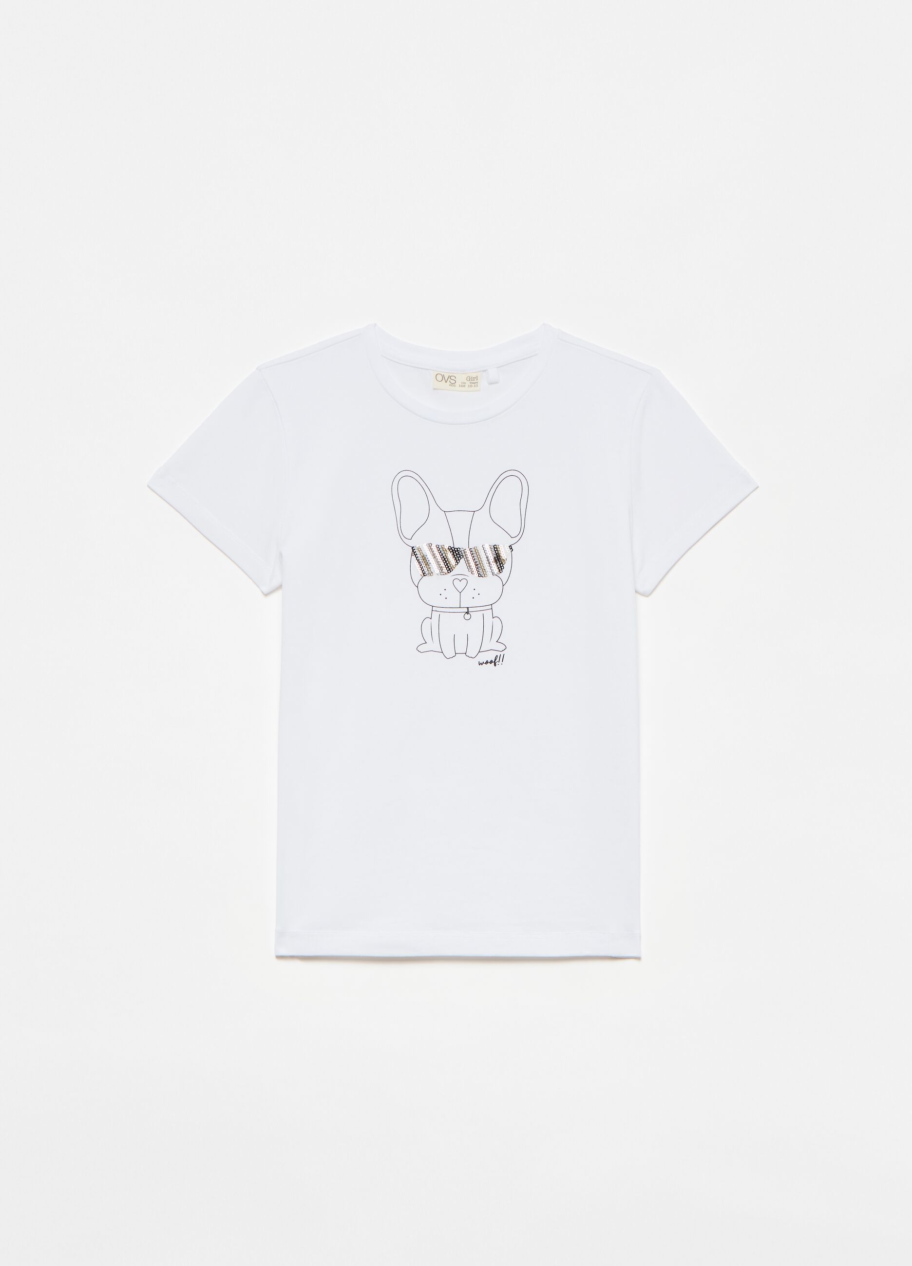 T-shirt with French Bulldog print with sequins