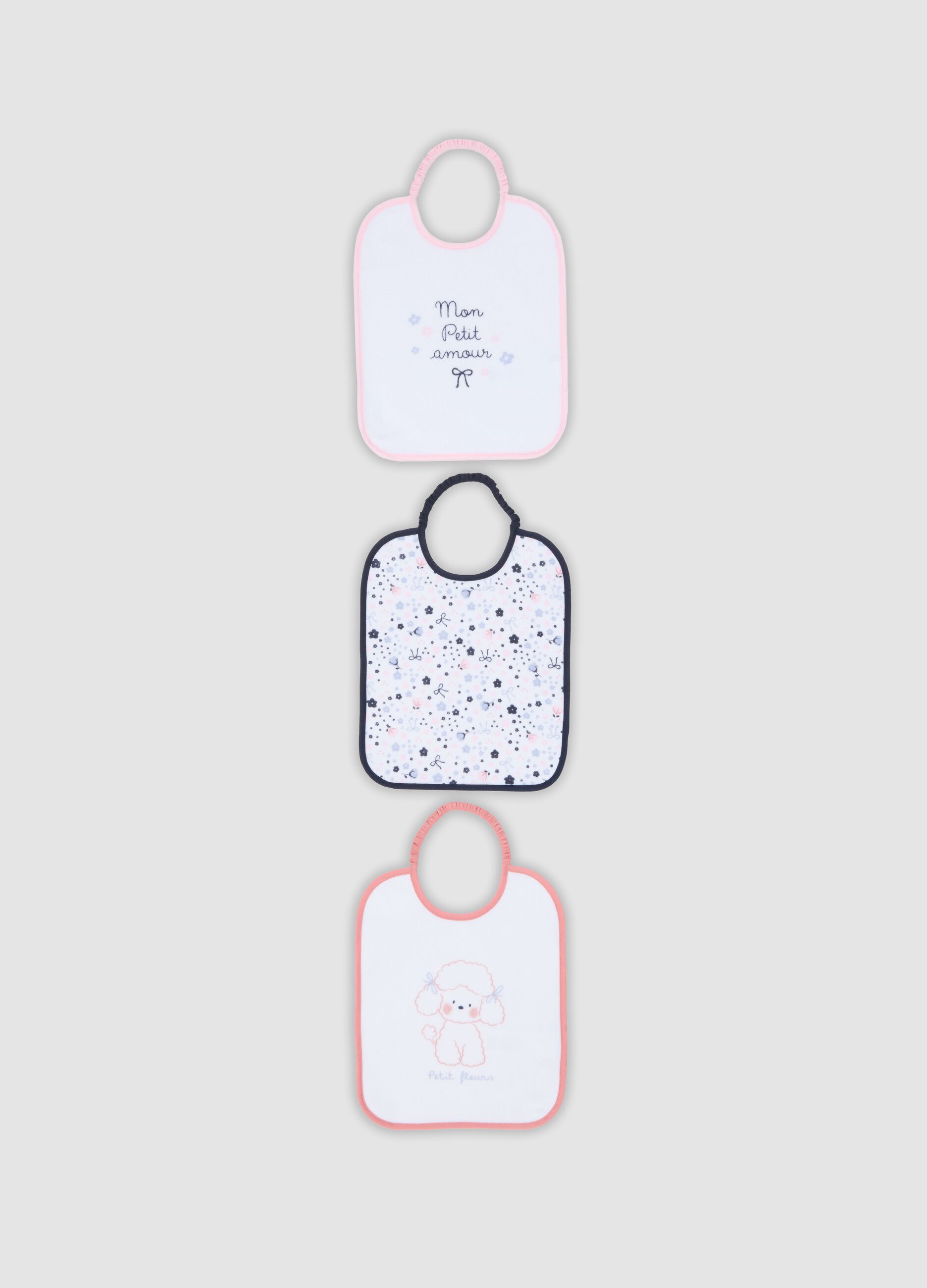 3-pack of multicolour organic cotton blend bibs for baby girls