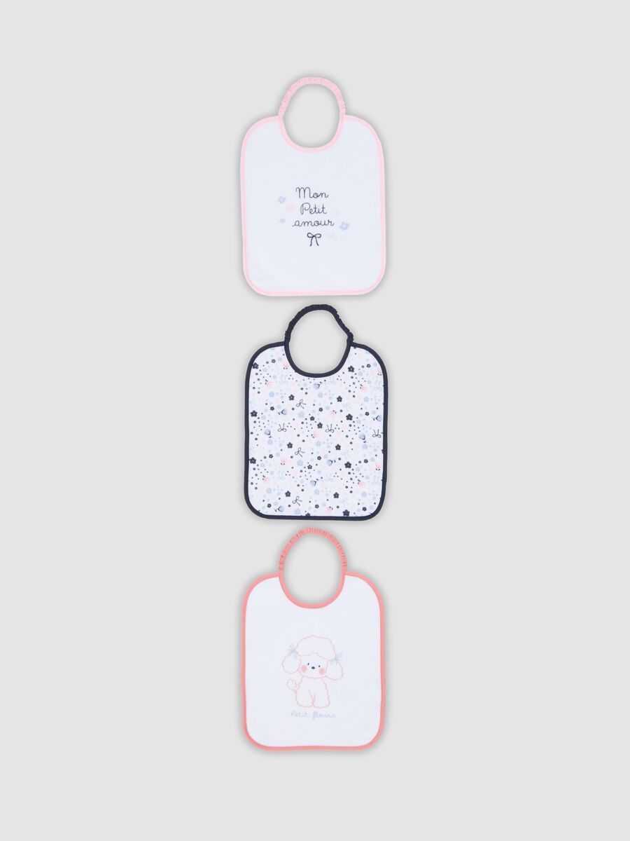 Tripack di bavette multicolor in misto cotone organico per neonata_0