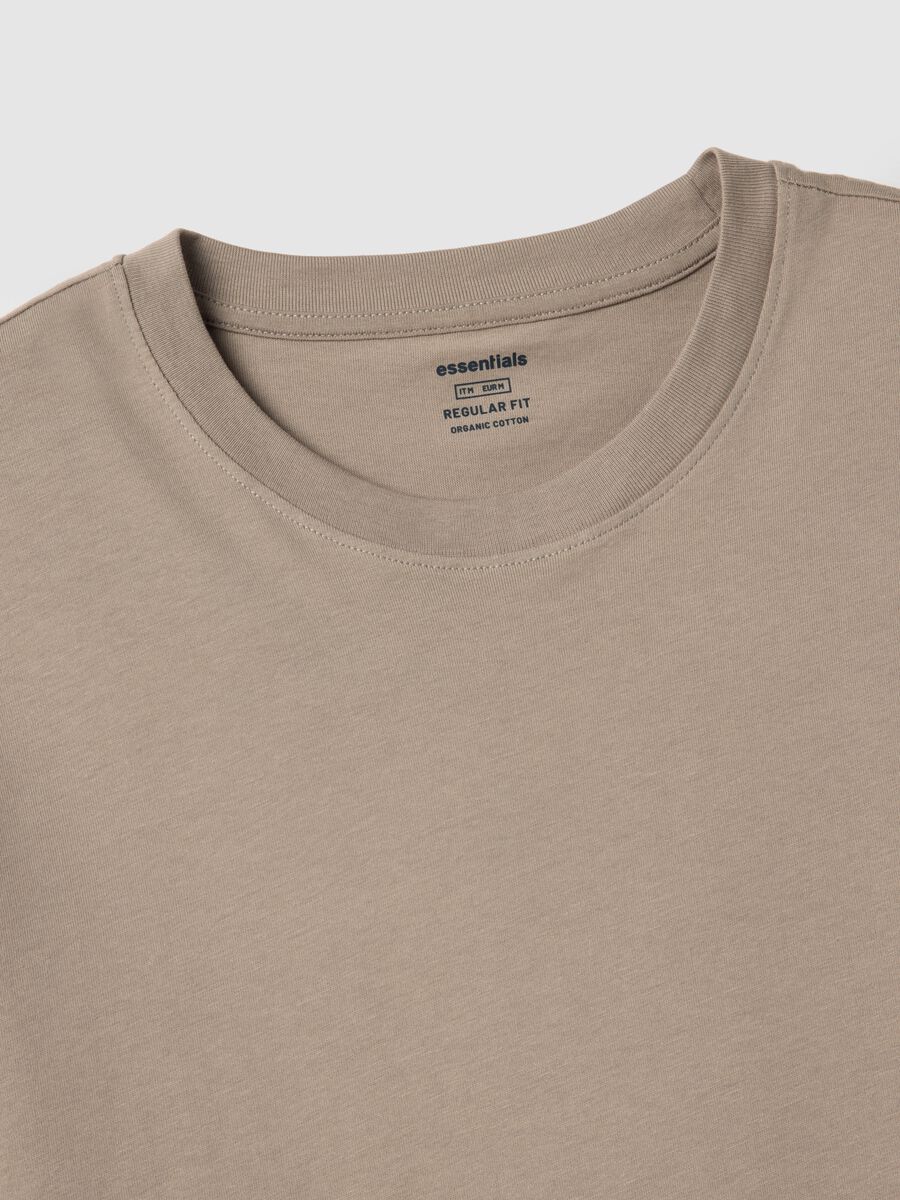 Beige T-shirt in pure cotton regular fit_5