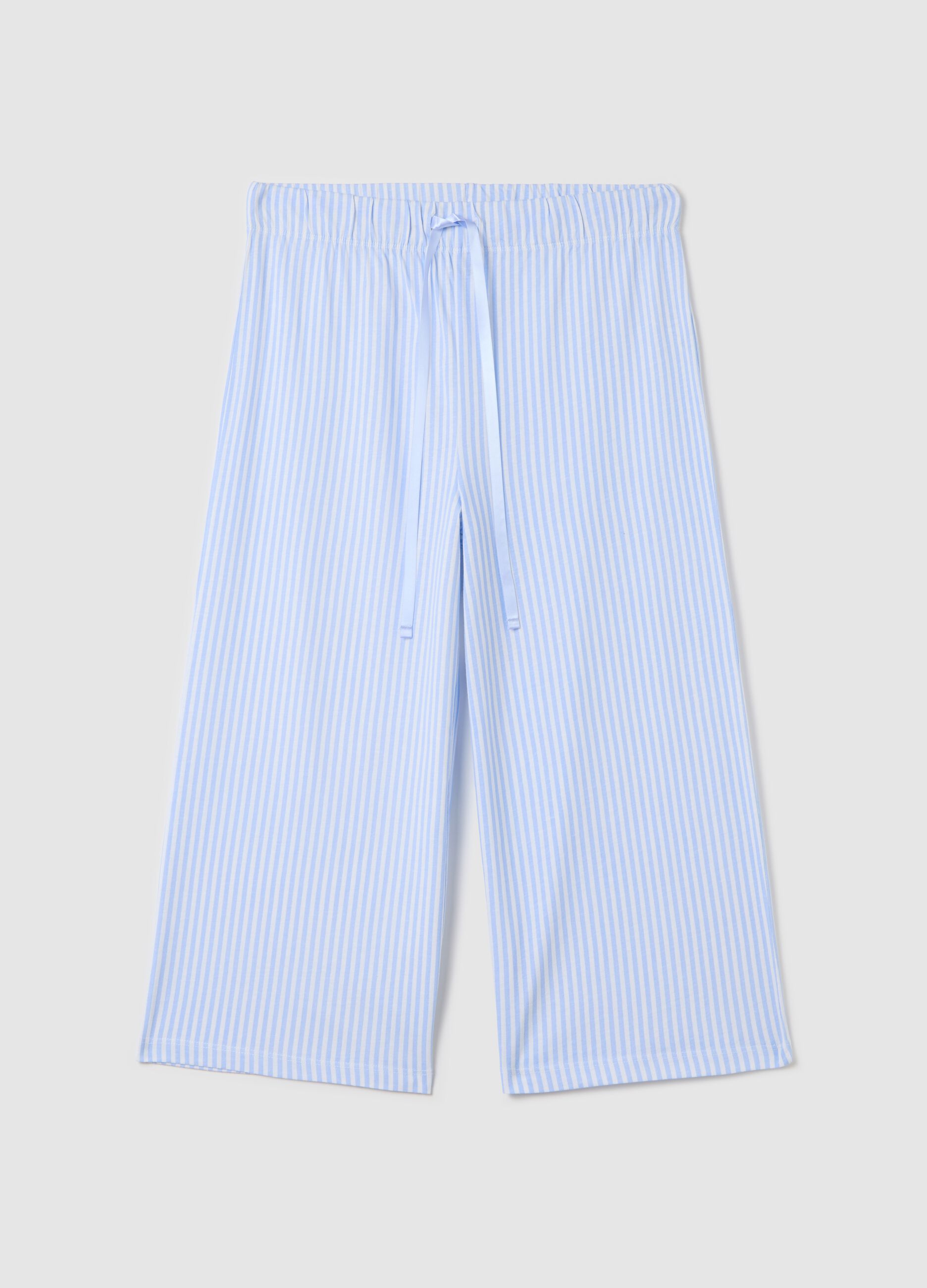 Striped pyjama trousers with drawstring