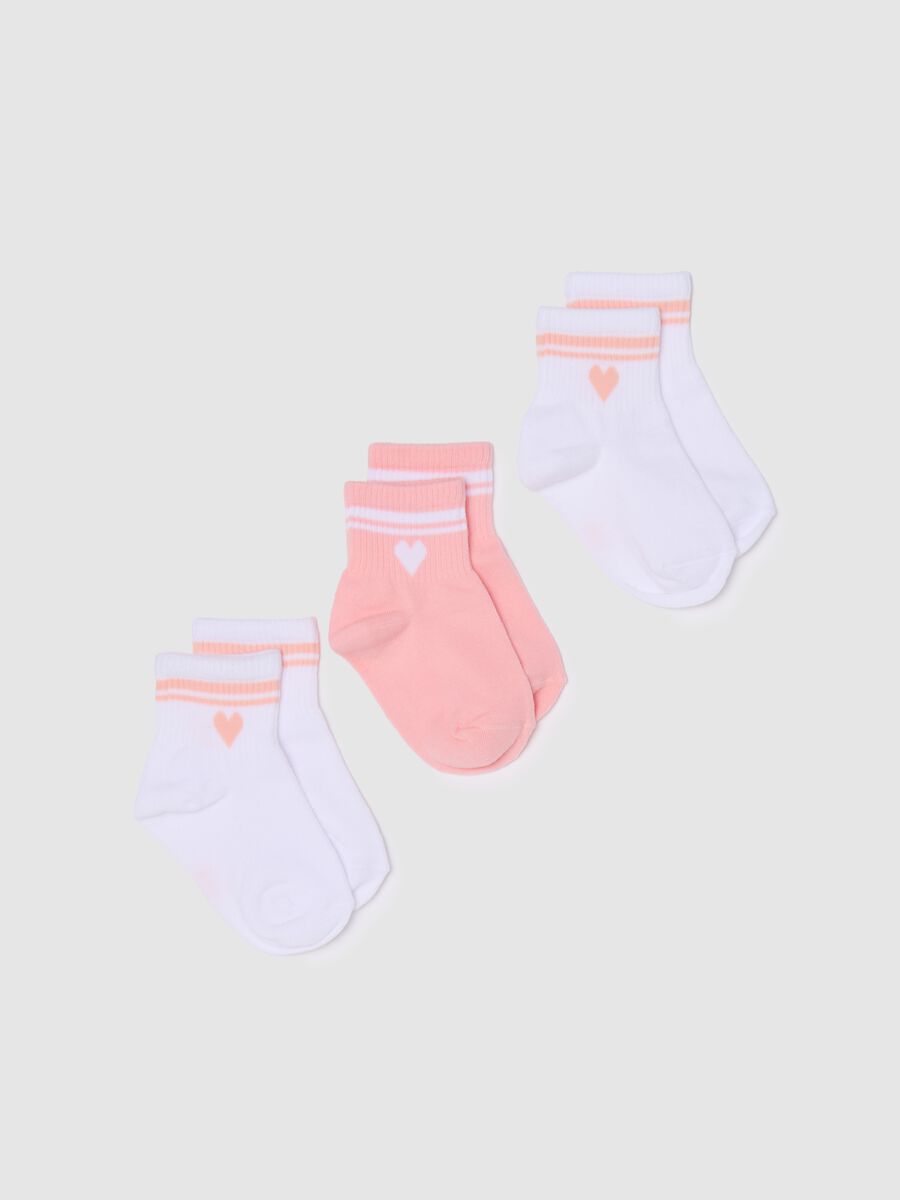Three-pair pack short socks with heart design_0