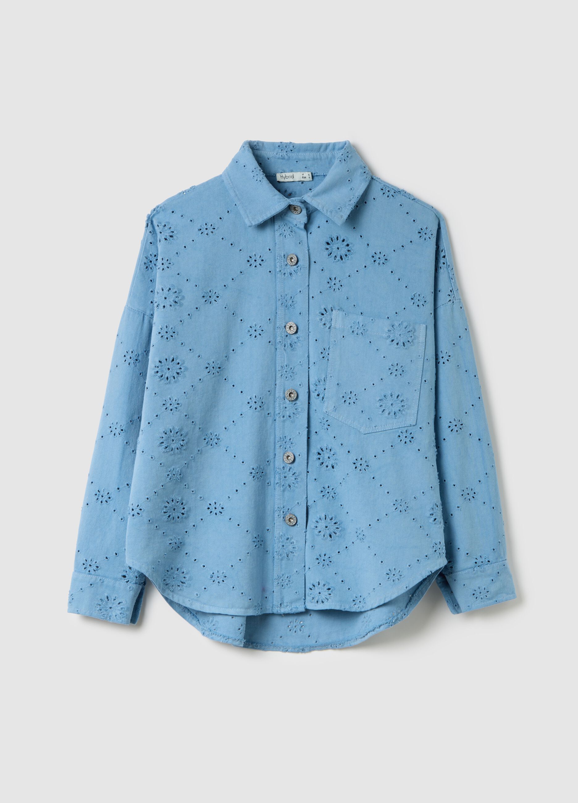 Camicia da donna in puro cotone azzurra regular fit