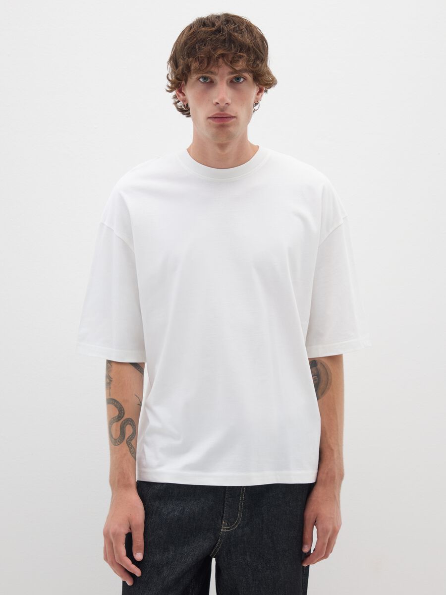White boxy fit pure cotton T-shirt_0