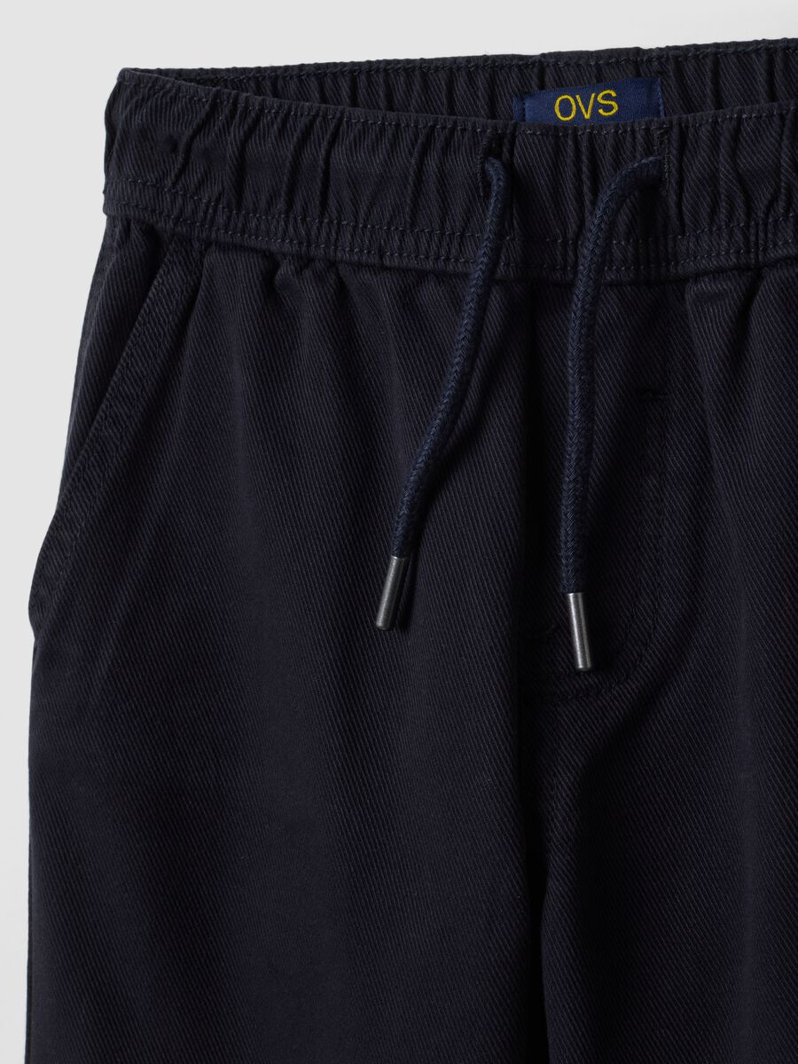 Pantaloni blu in twill di cotone elasticizzato regular fit_2