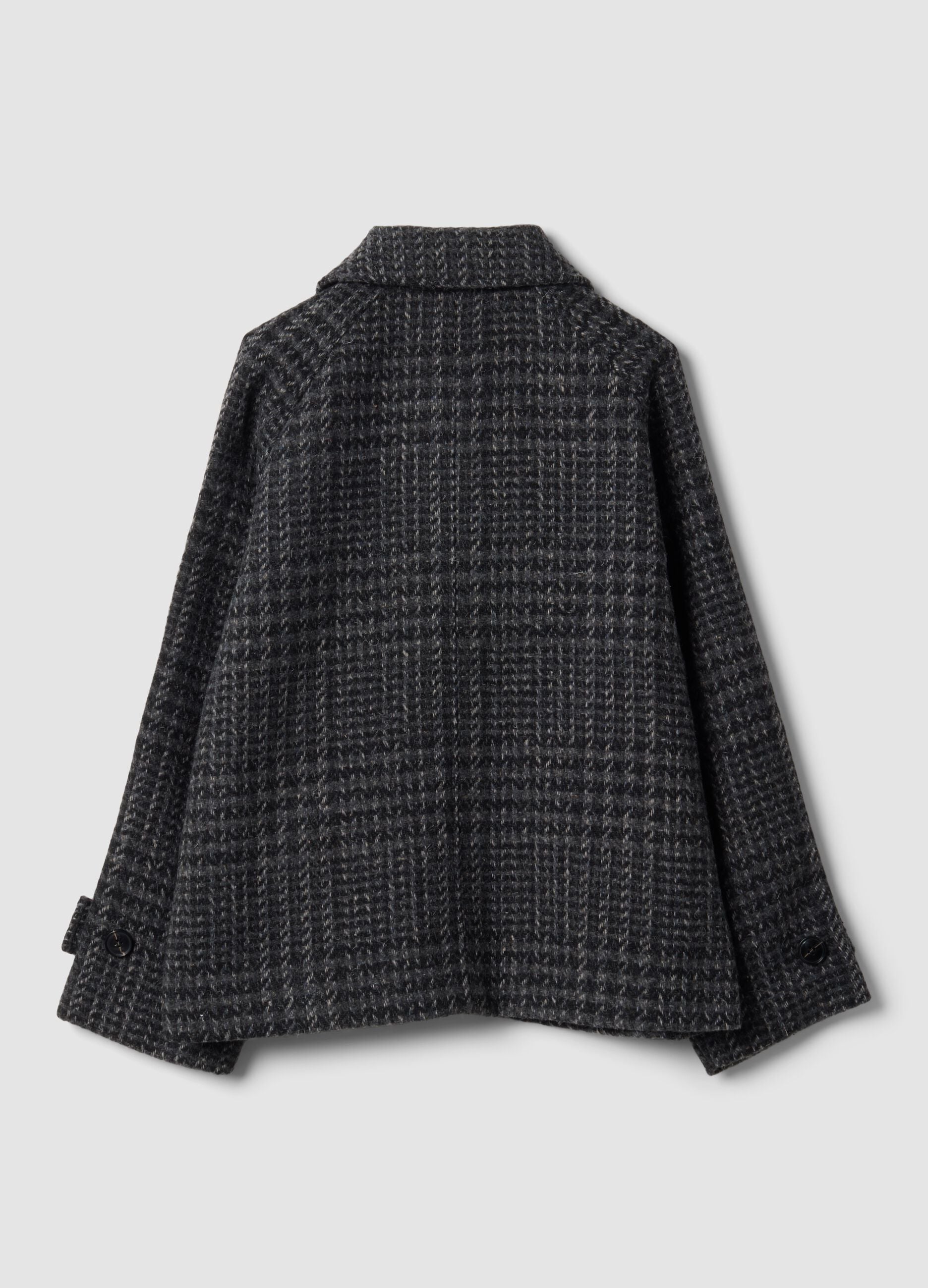 Grey houndstooth wool-blend coat