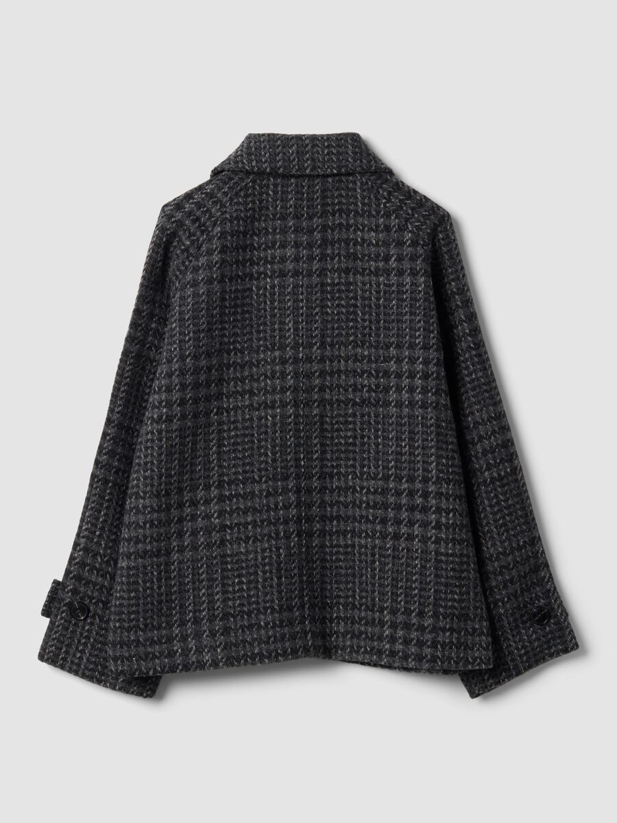 Cappotto grigio in misto lana a fantasia pied de poule_2