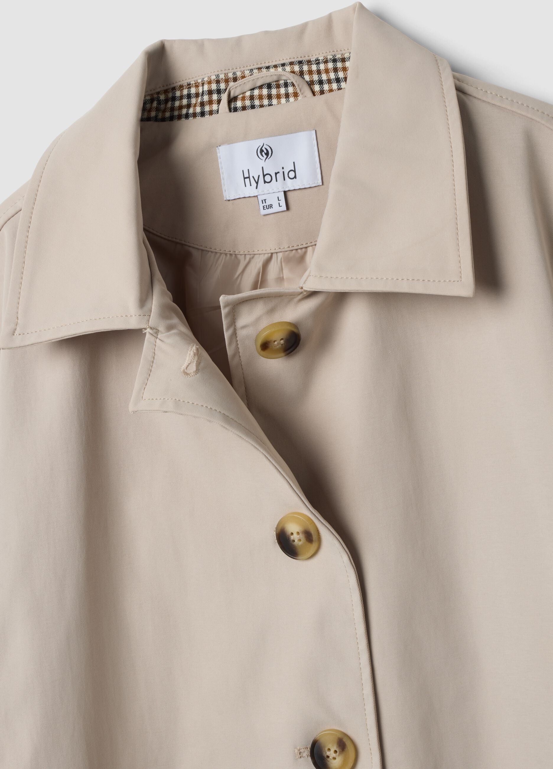 Beige regular-fit parka with buttons and slanted pockets