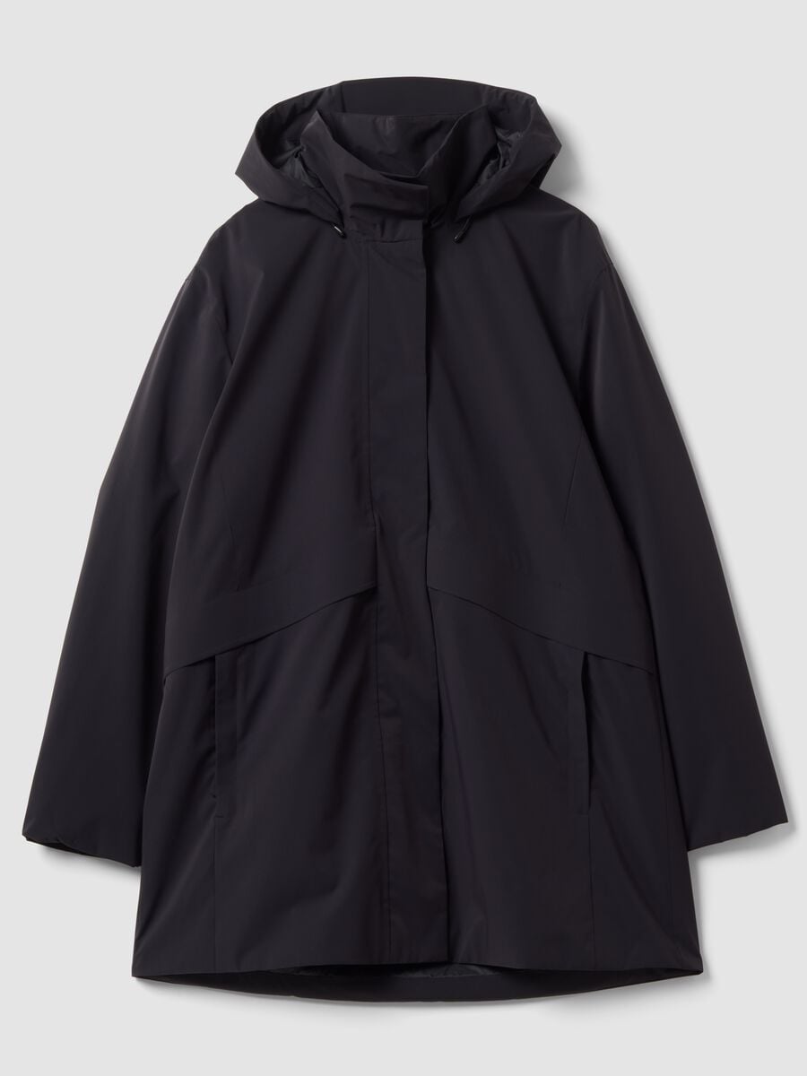 Black water-repellent hooded jacket with zip, regular fit ALTAVIA STUDIO_4