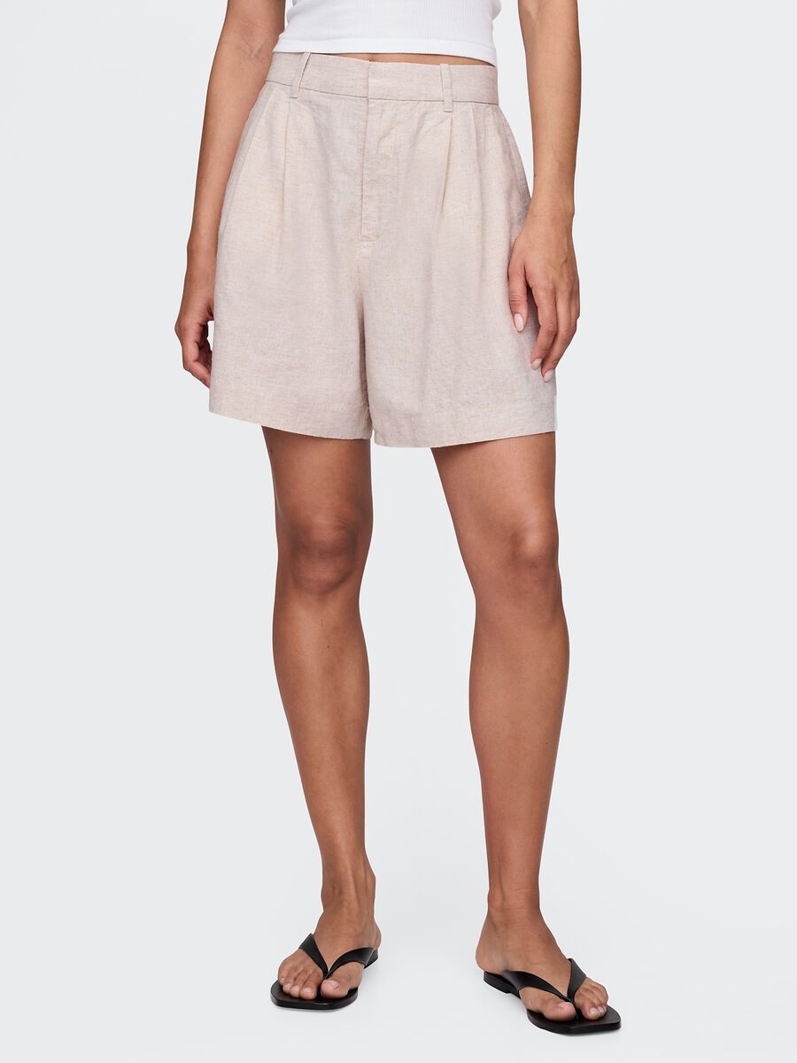 Beige Gap Shorts in Linen and Viscose_1