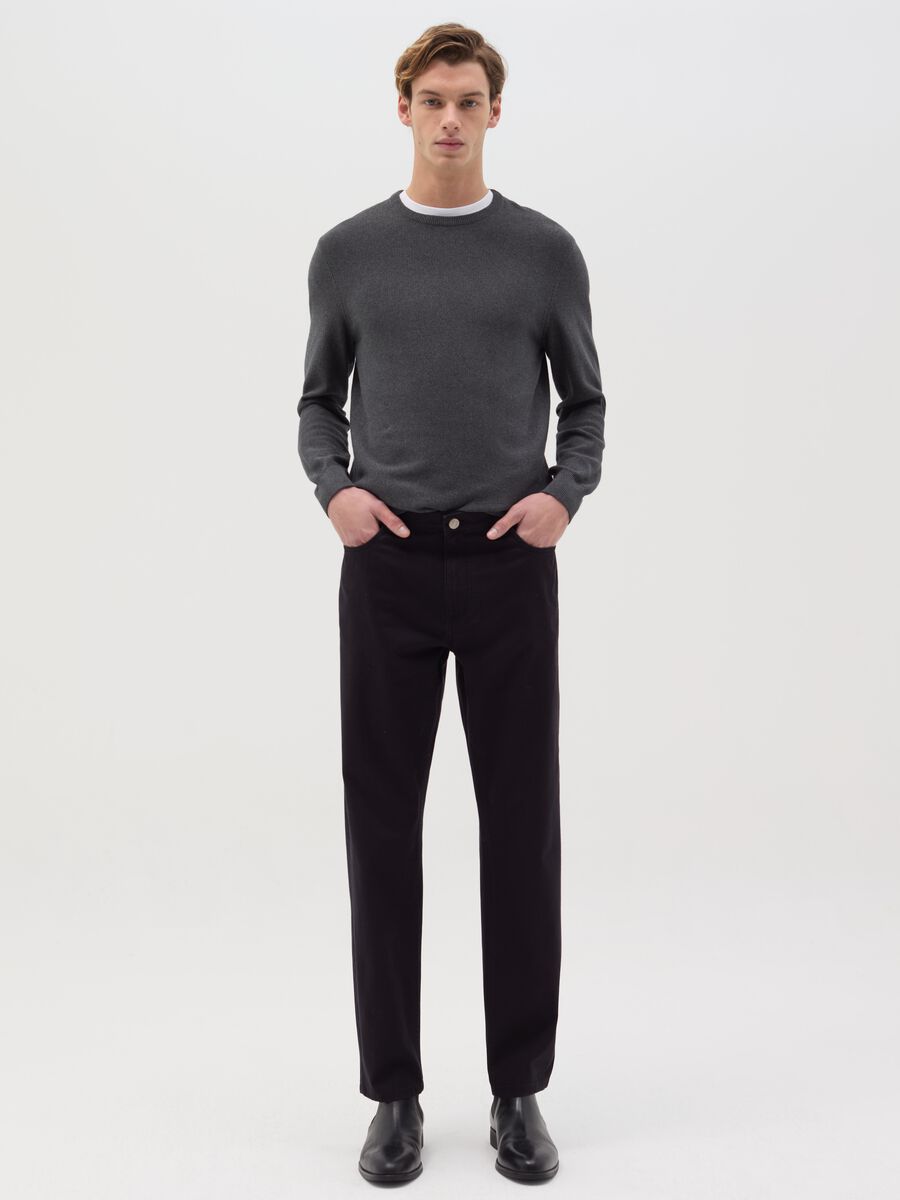 Cotton pullover with micro weave_1