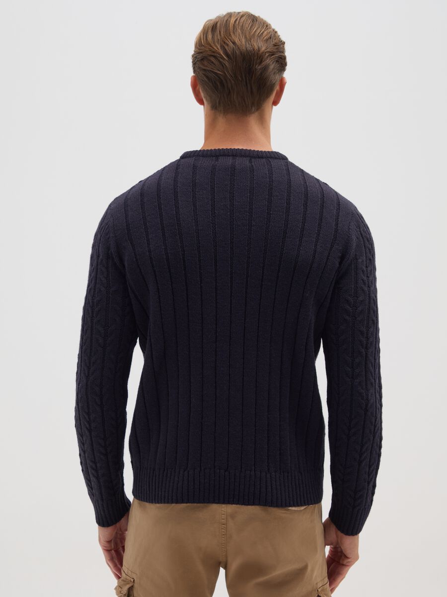 Blue Crew Neck Wool Blend Jumper_2