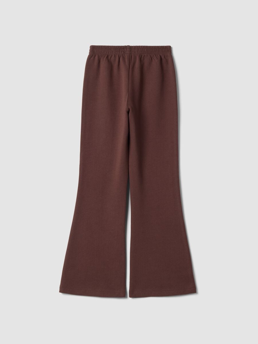 Brown flared trousers in a cotton-viscose blend_1