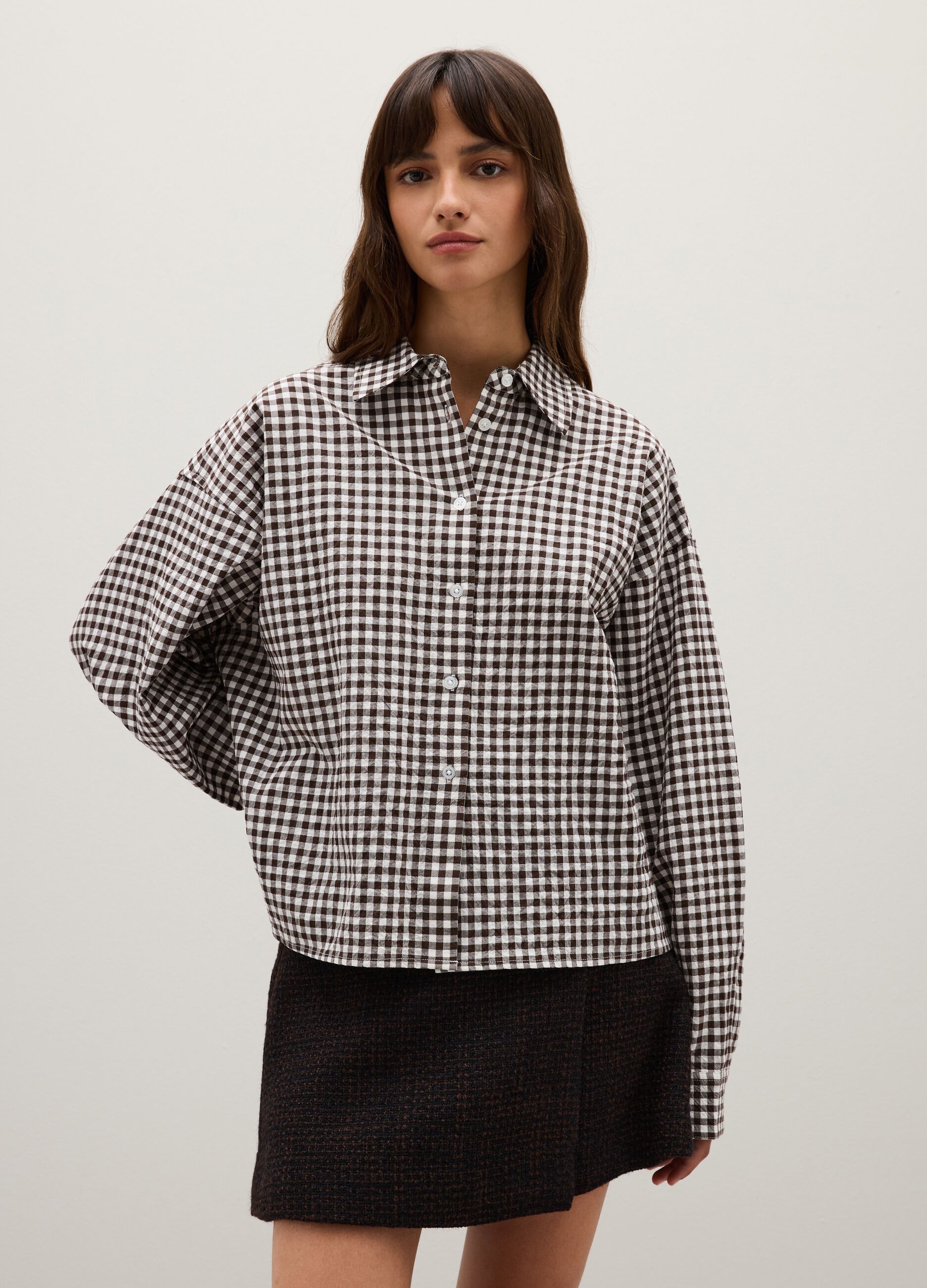 Camicia marrone a quadri 